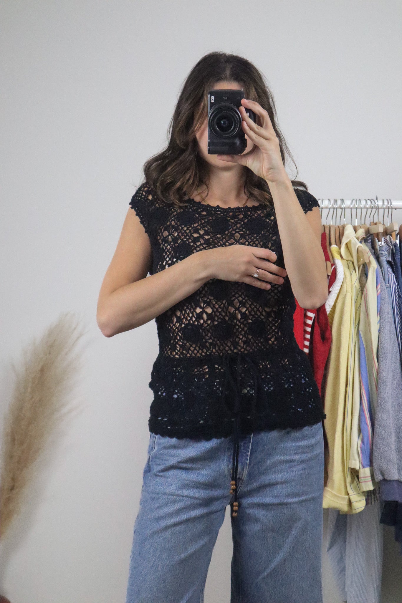 Vintage x Cotton Crochet Cinched Top (M)