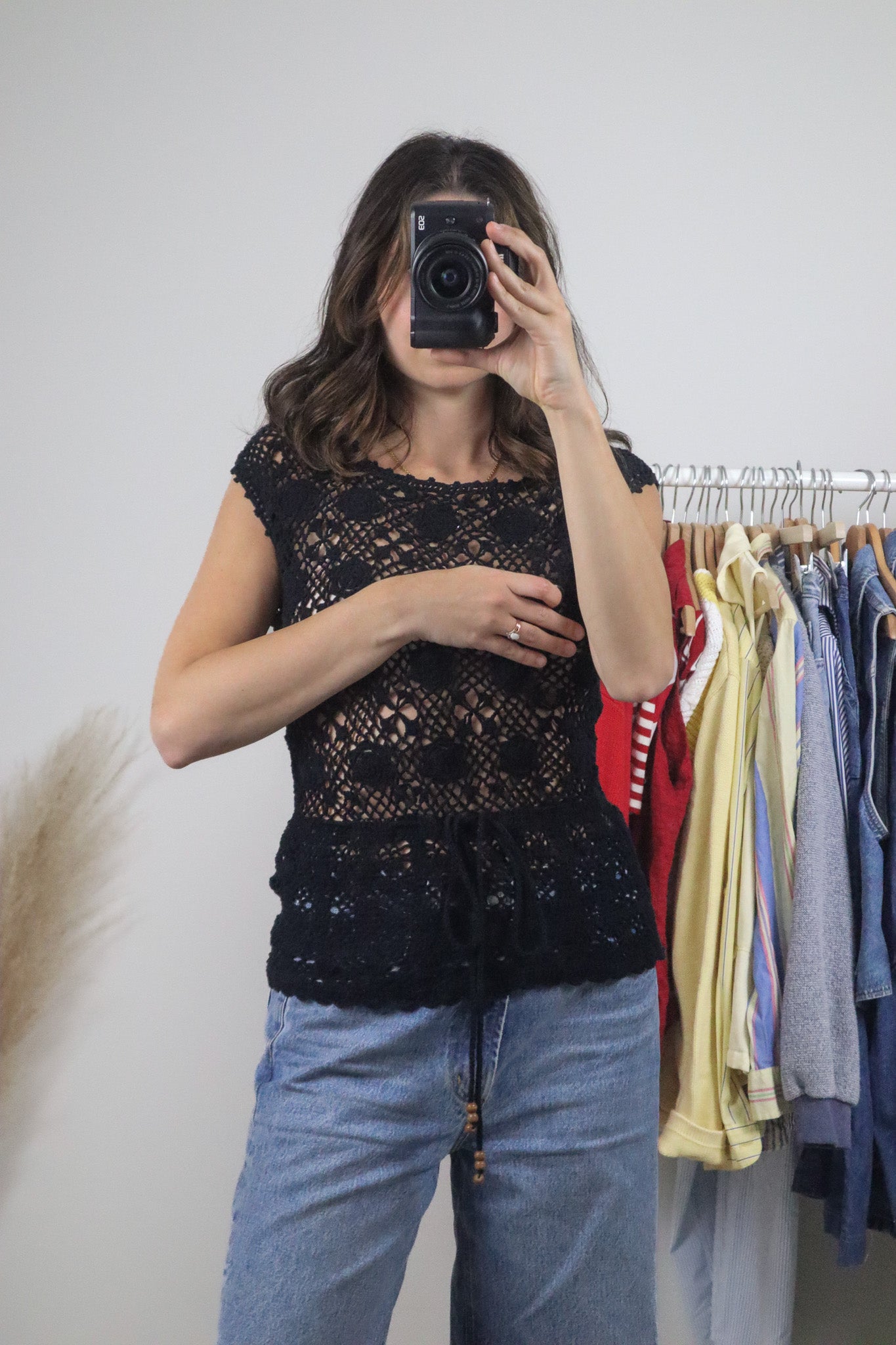 Vintage x Cotton Crochet Cinched Top (M)
