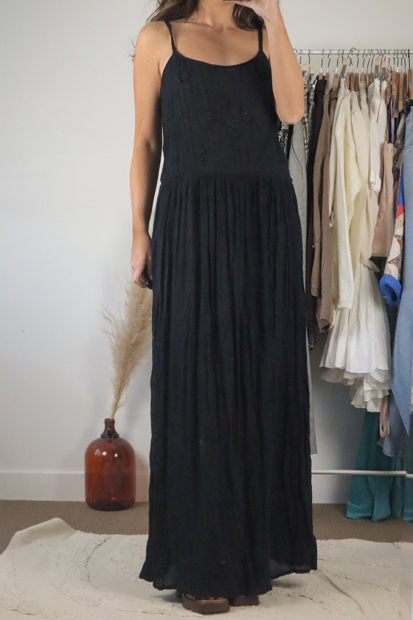 Vintage x Embroidered Maxi Dress (M)