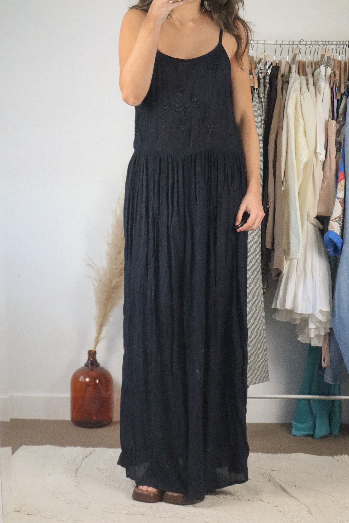 Vintage x Embroidered Maxi Dress (M)