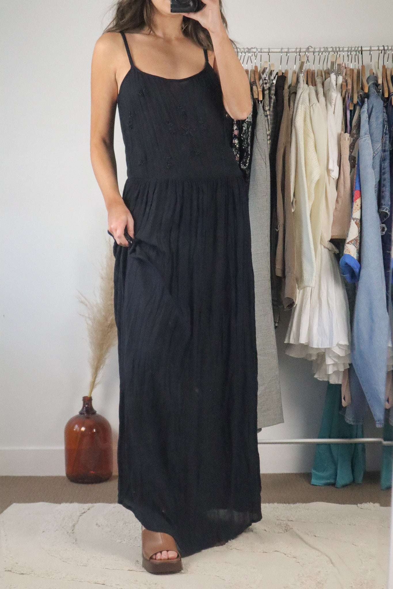 Vintage x Embroidered Maxi Dress (M)