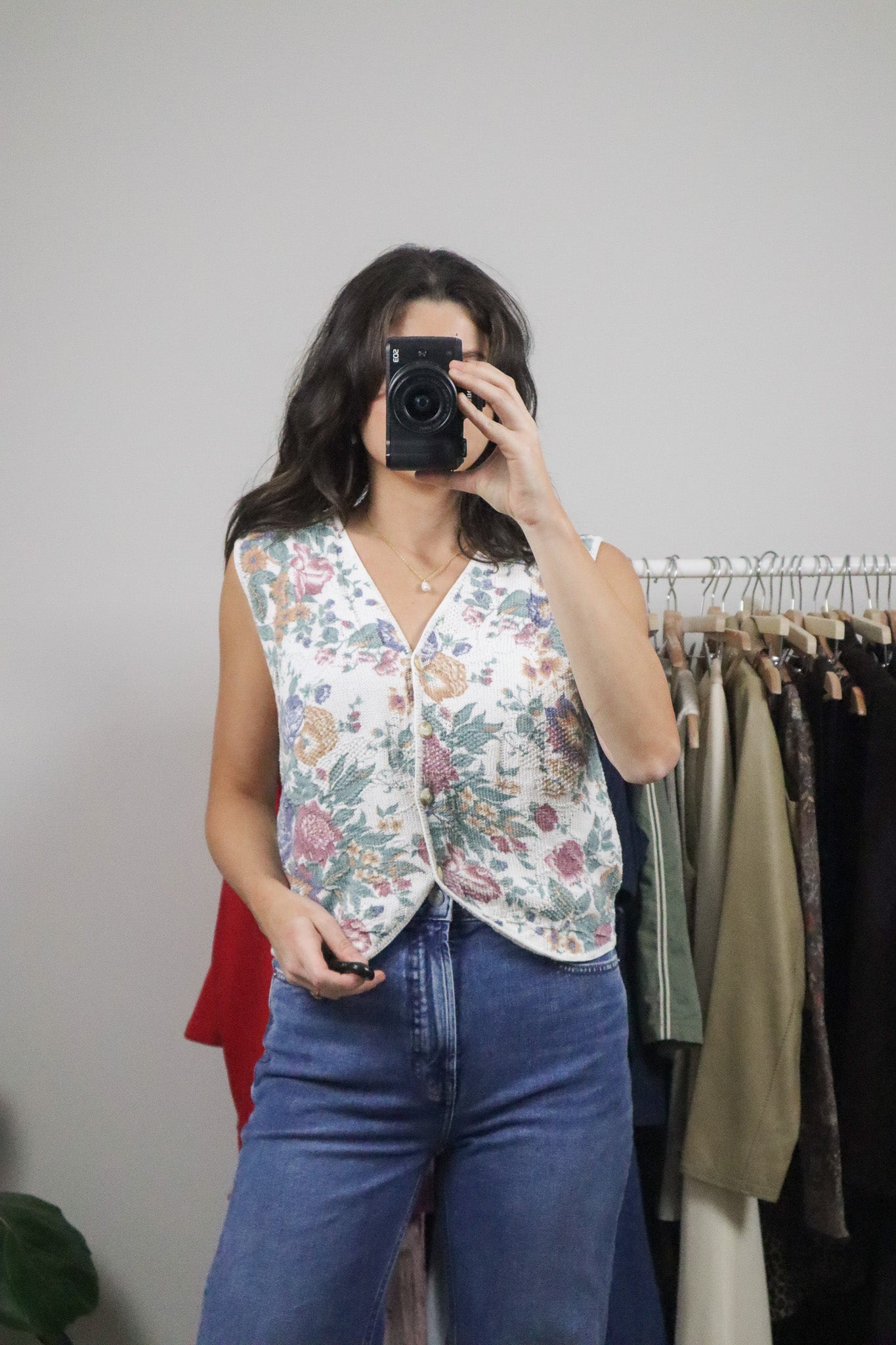 Made in USA x Vintage x Floral Knit Vest (M)