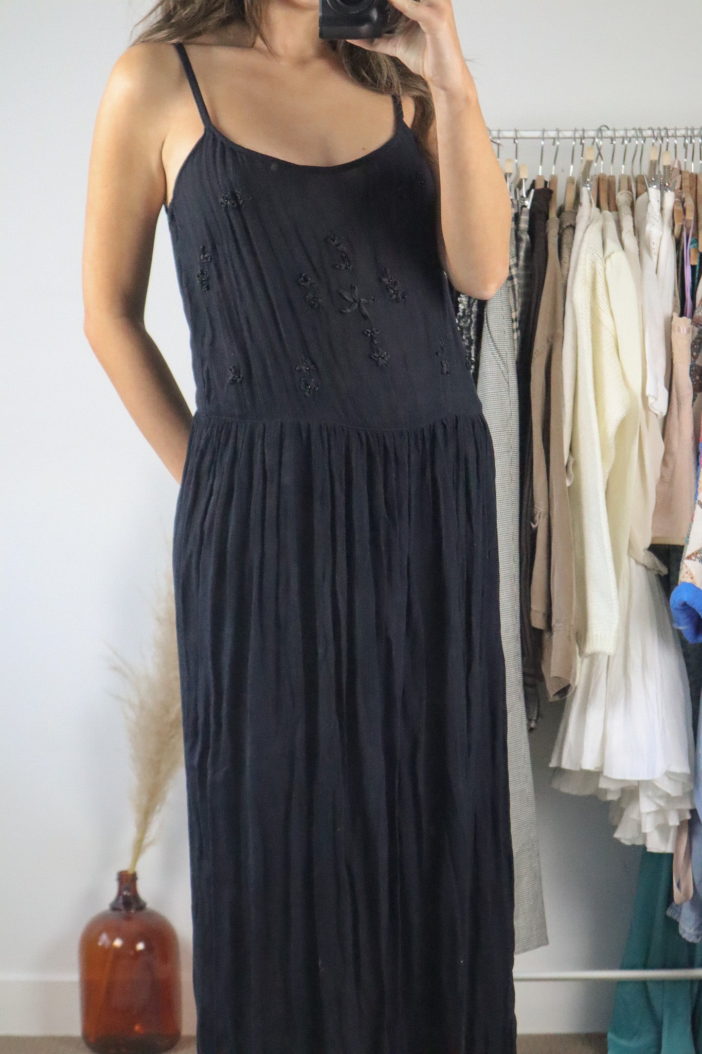 Vintage x Embroidered Maxi Dress (M)