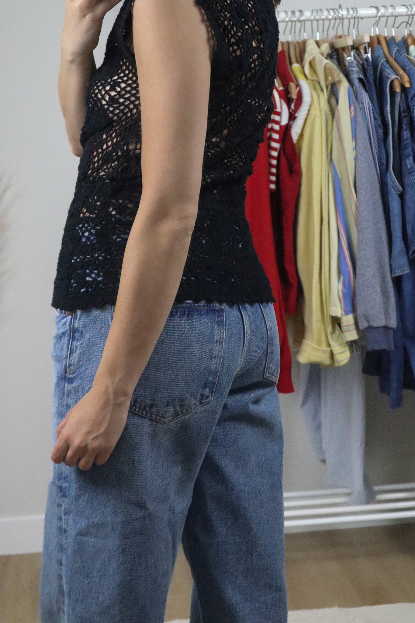 Vintage x Cotton Crochet Cinched Top (M)