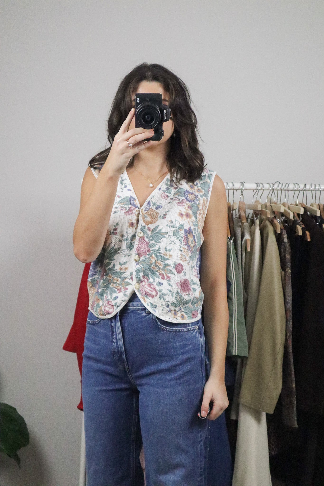 Made in USA x Vintage x Floral Knit Vest (M)