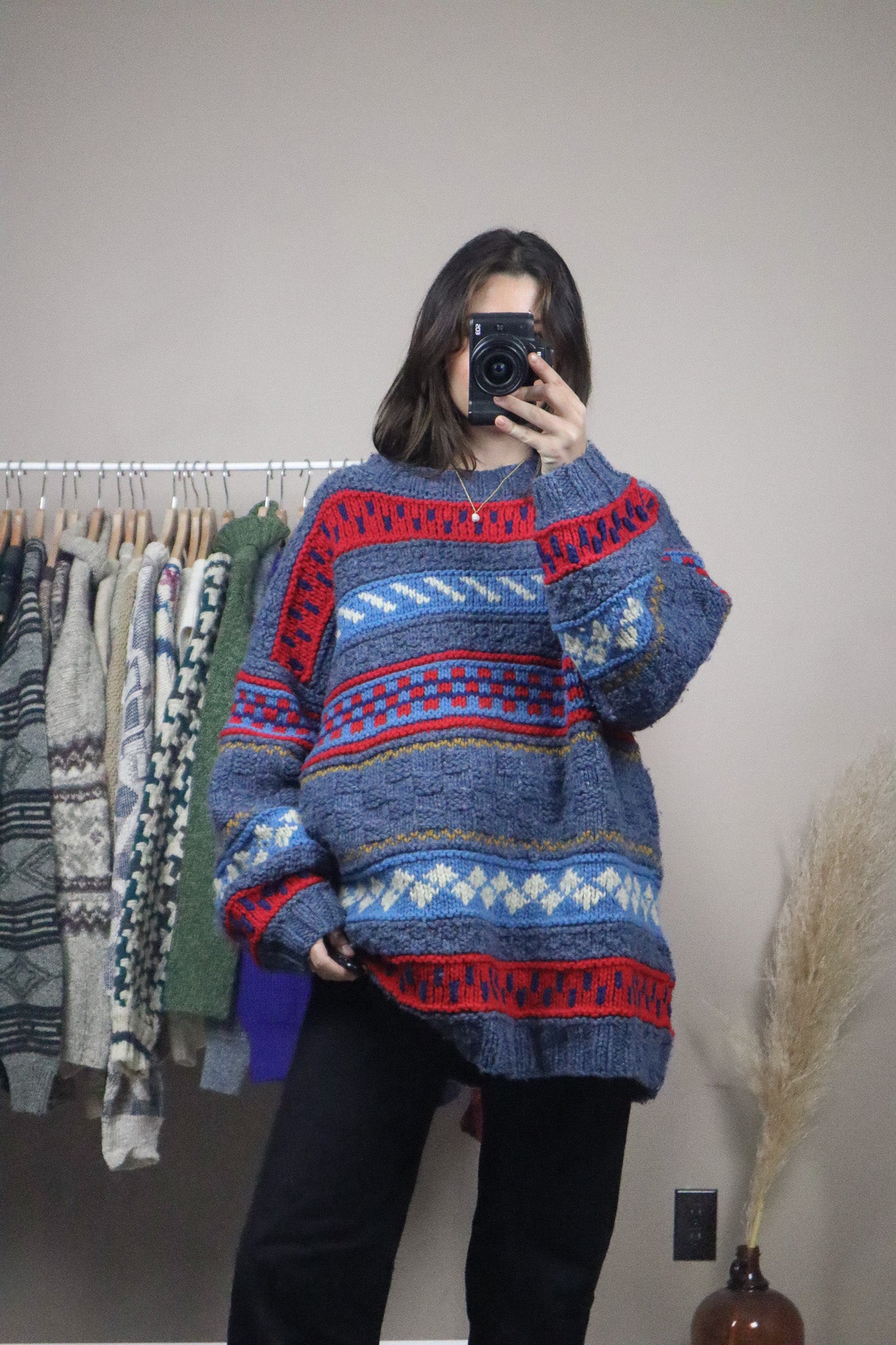 Handknit x Wool Chunky Patterned Knit (XXL)