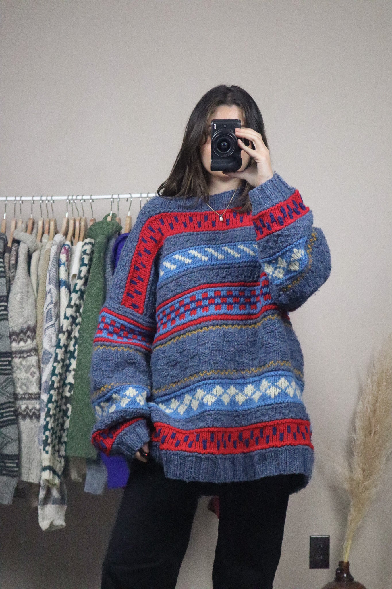 Handknit x Wool Chunky Patterned Knit (XXL)