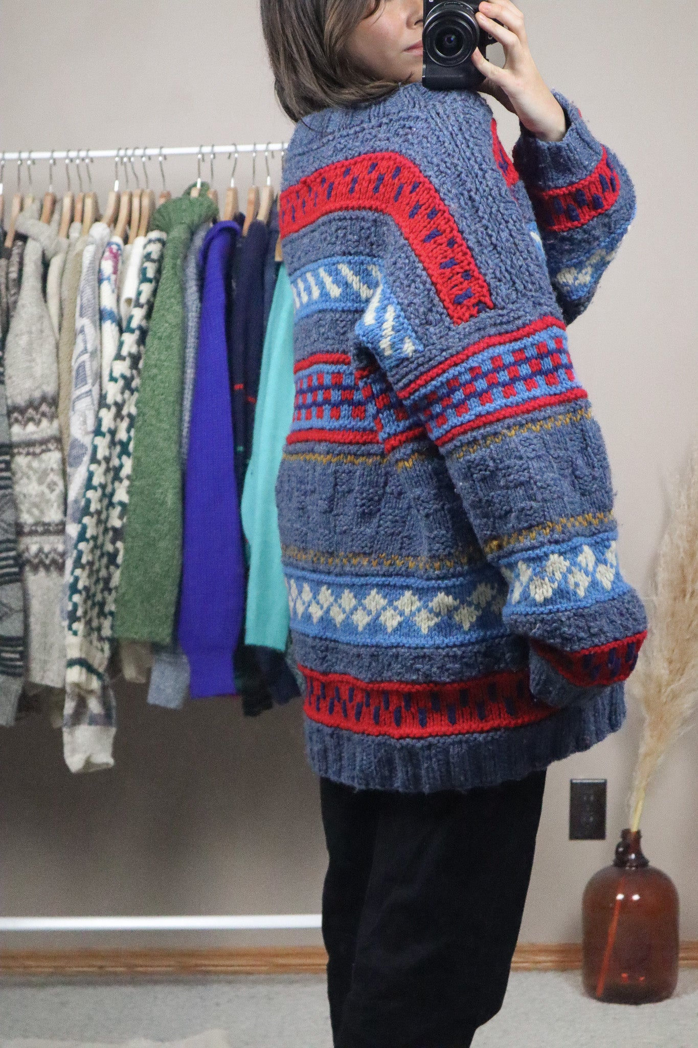 Handknit x Wool Chunky Patterned Knit (XXL)