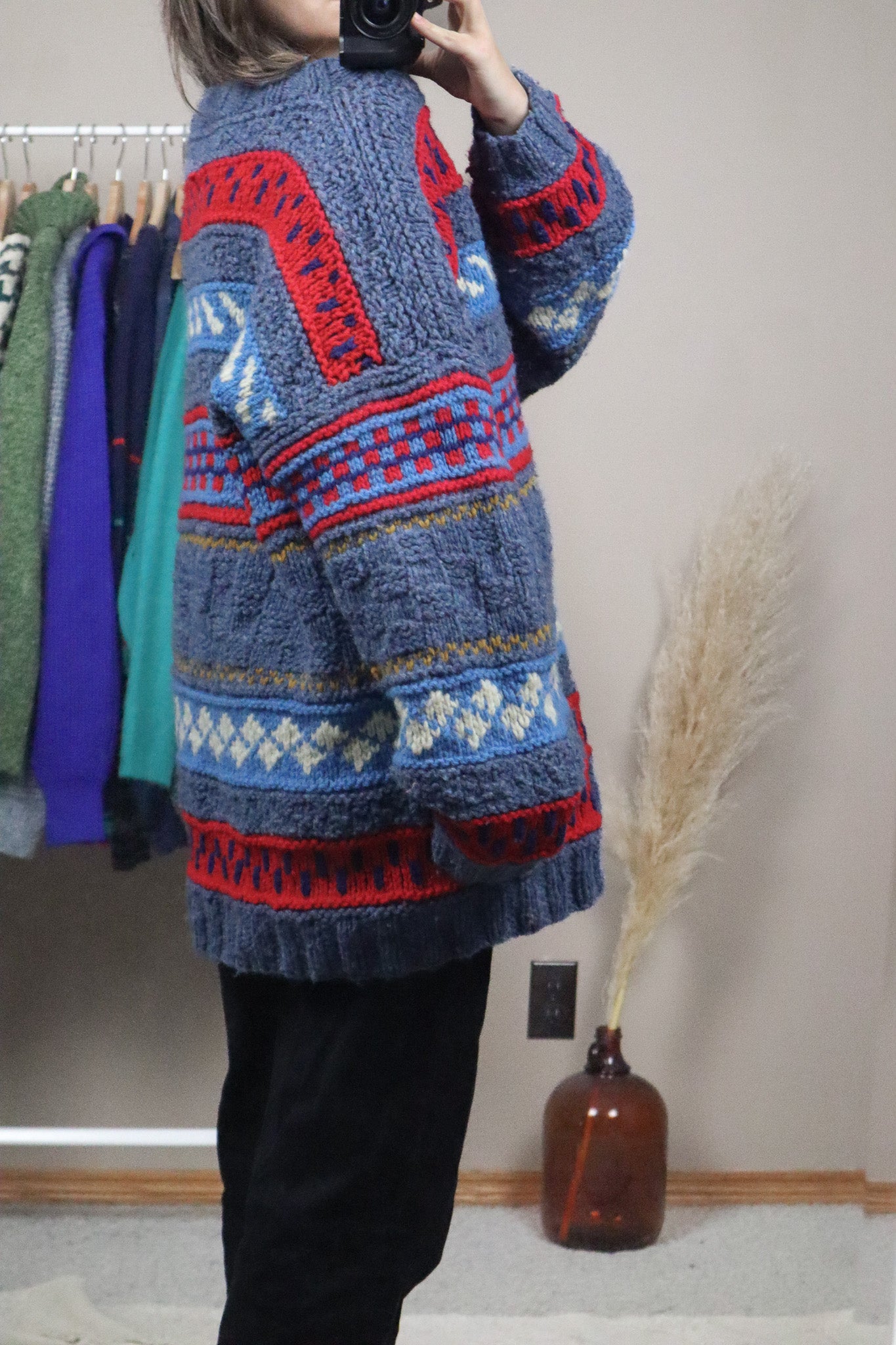 Handknit x Wool Chunky Patterned Knit (XXL)