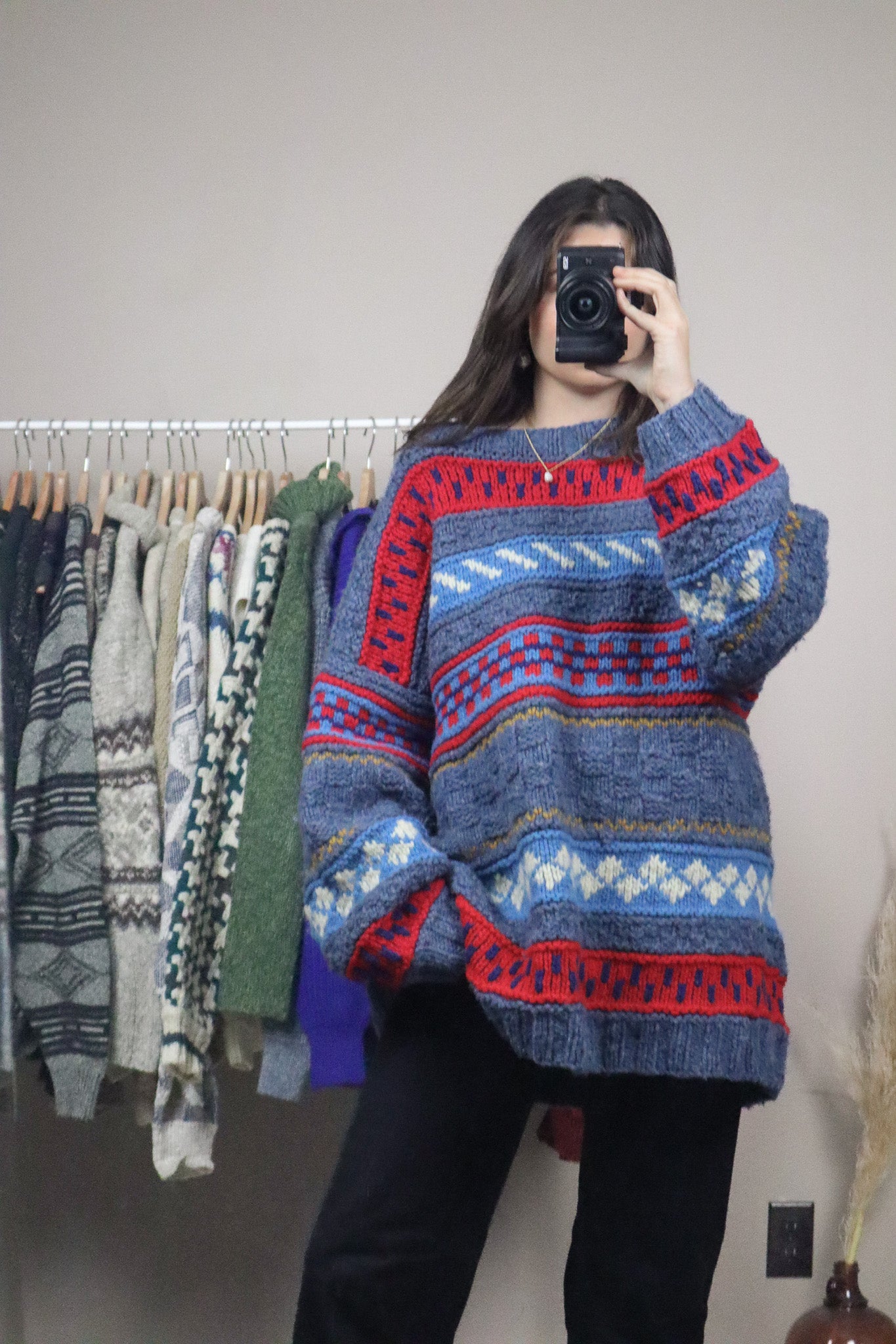 Handknit x Wool Chunky Patterned Knit (XXL)