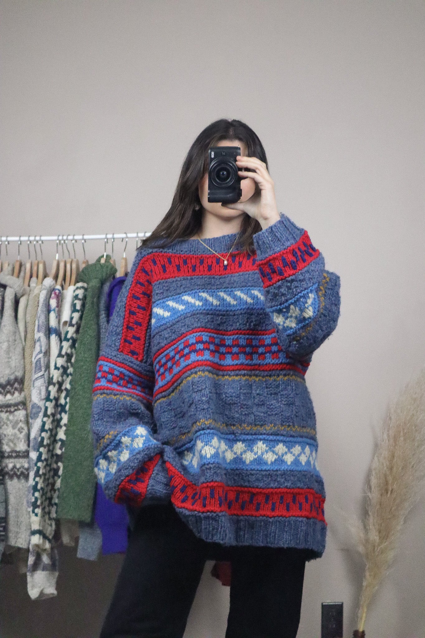 Handknit x Wool Chunky Patterned Knit (XXL)