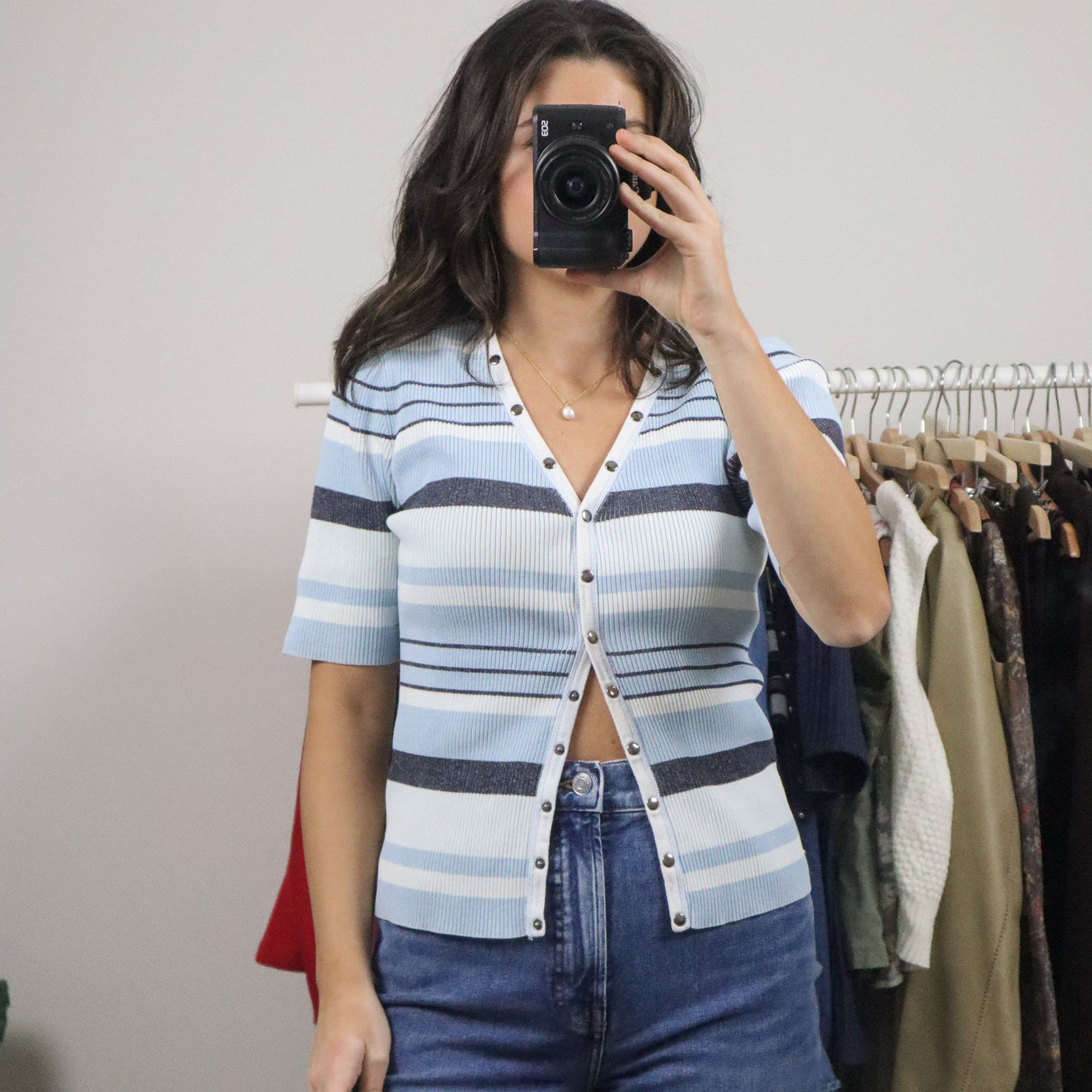 Vintage x Cotton Stripped Button Top (M)