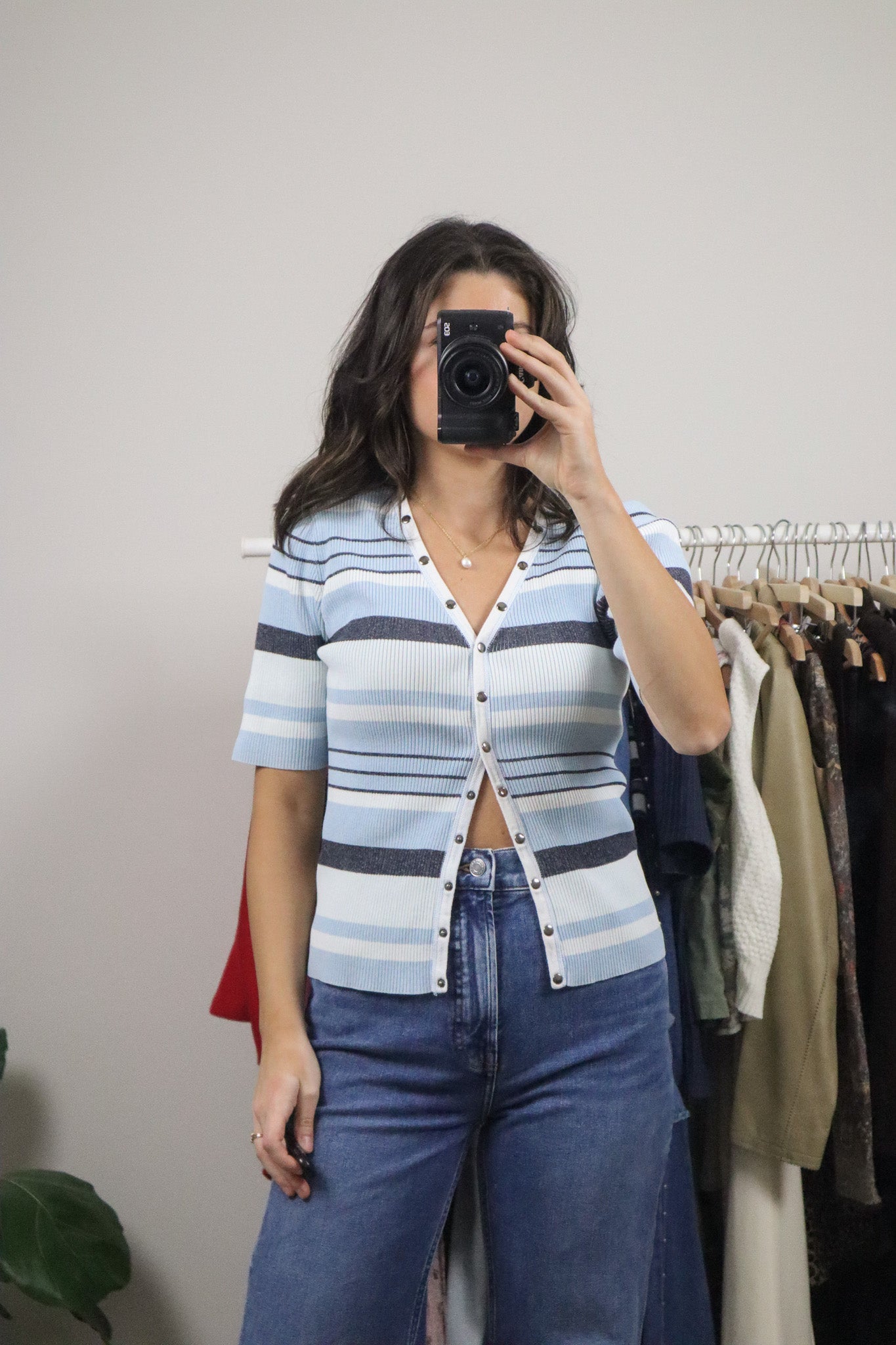 Vintage x Cotton Stripped Button Top (M)