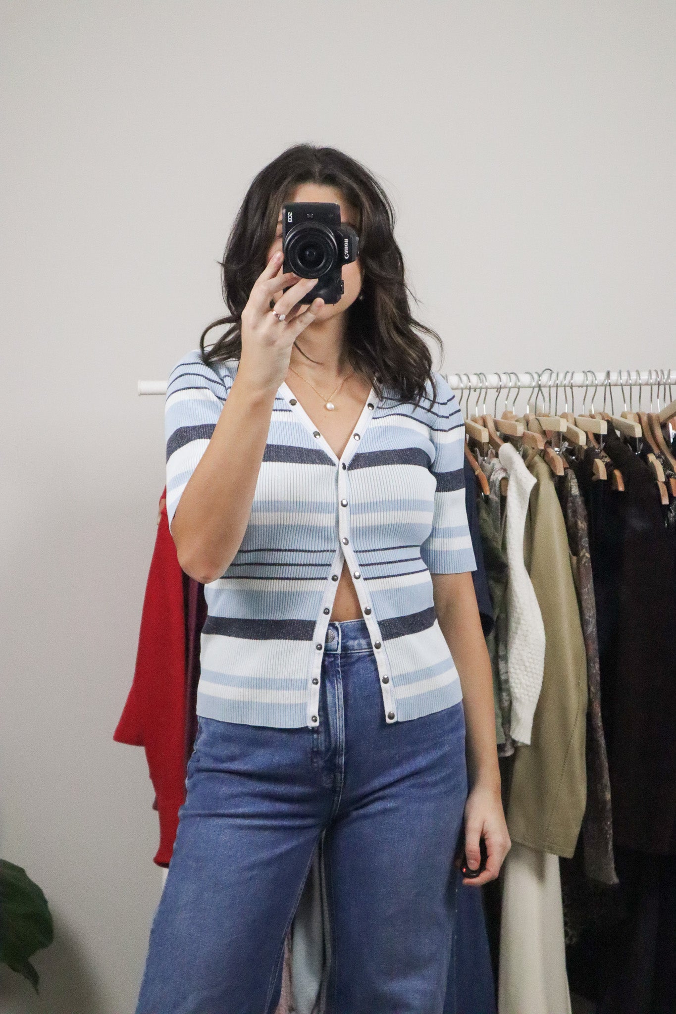 Vintage x Cotton Stripped Button Top (M)