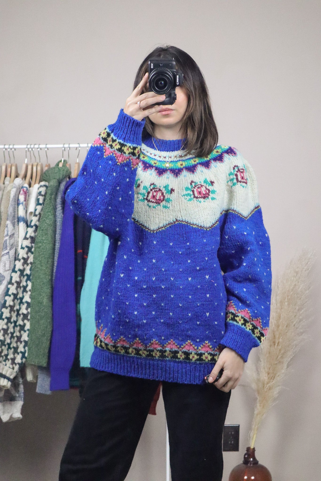 Made in Peru x Wool Fair Isle Floral Knit (M/L)