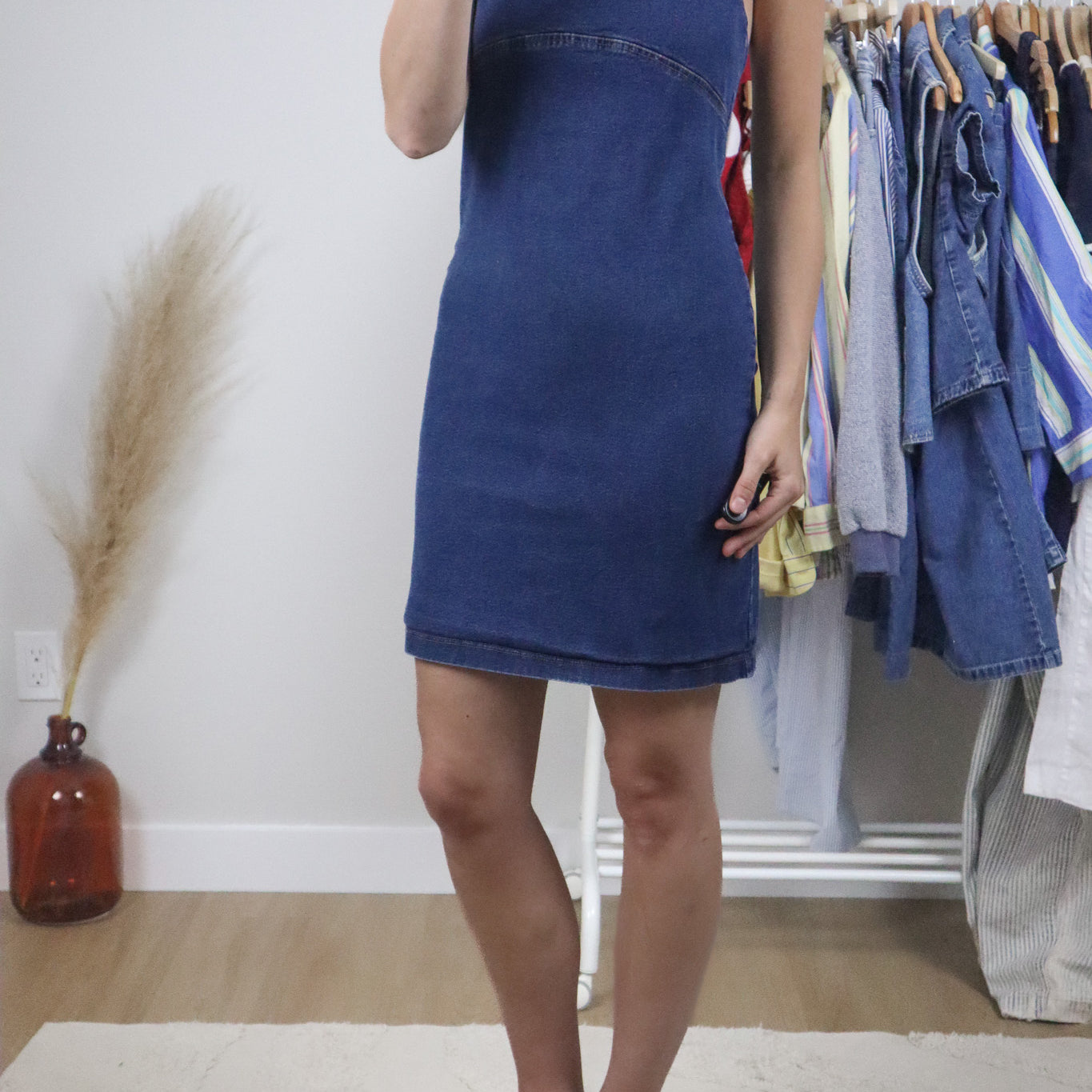 Made in Canada x Vintage x Denim Halter Mini Dress (XS)