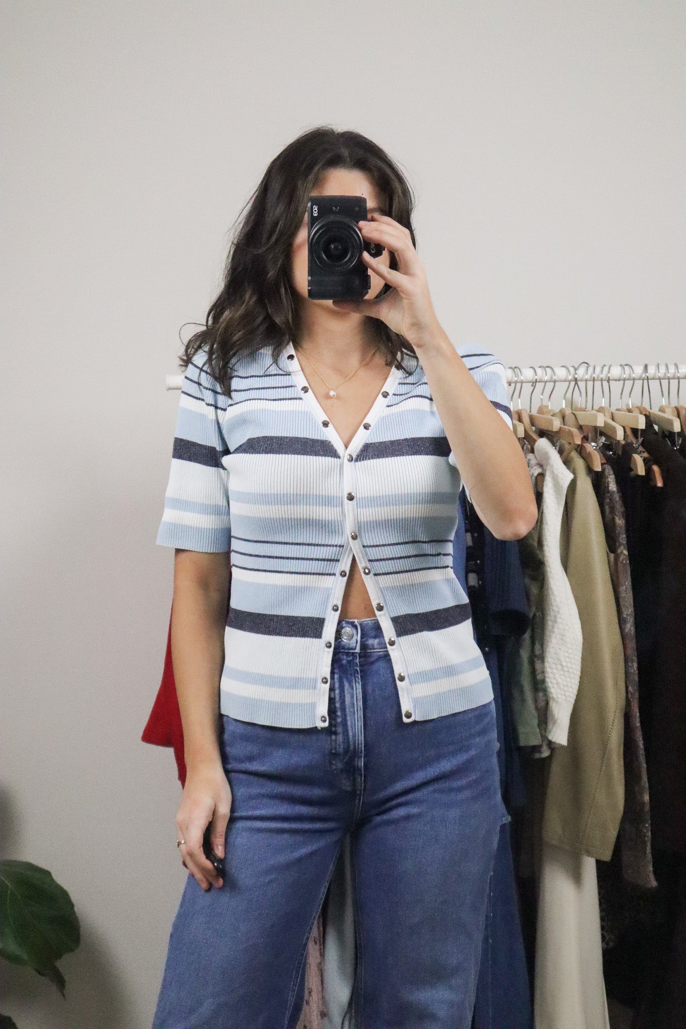 Vintage x Cotton Stripped Button Top (M)