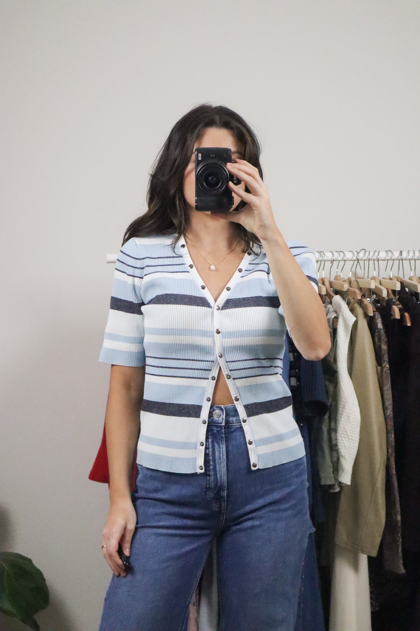 Vintage x Cotton Stripped Button Top (M)