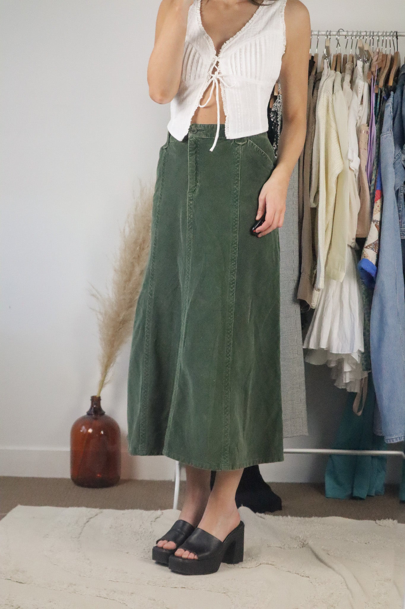 Vintage x Corduroy Maxi Skirt (XL)