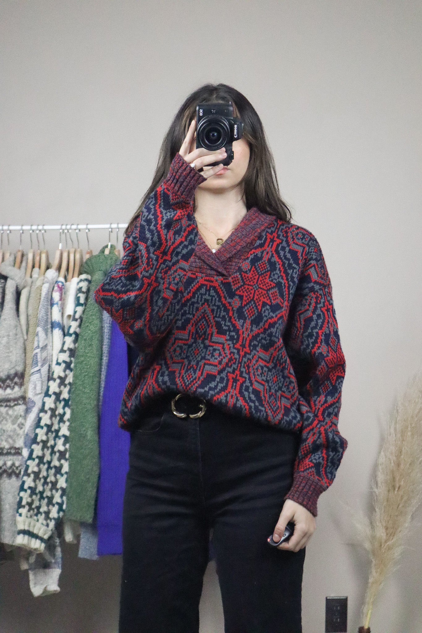 Made in Korea x Vintage x Givenchy Patterned Wool Blend Knit (M)