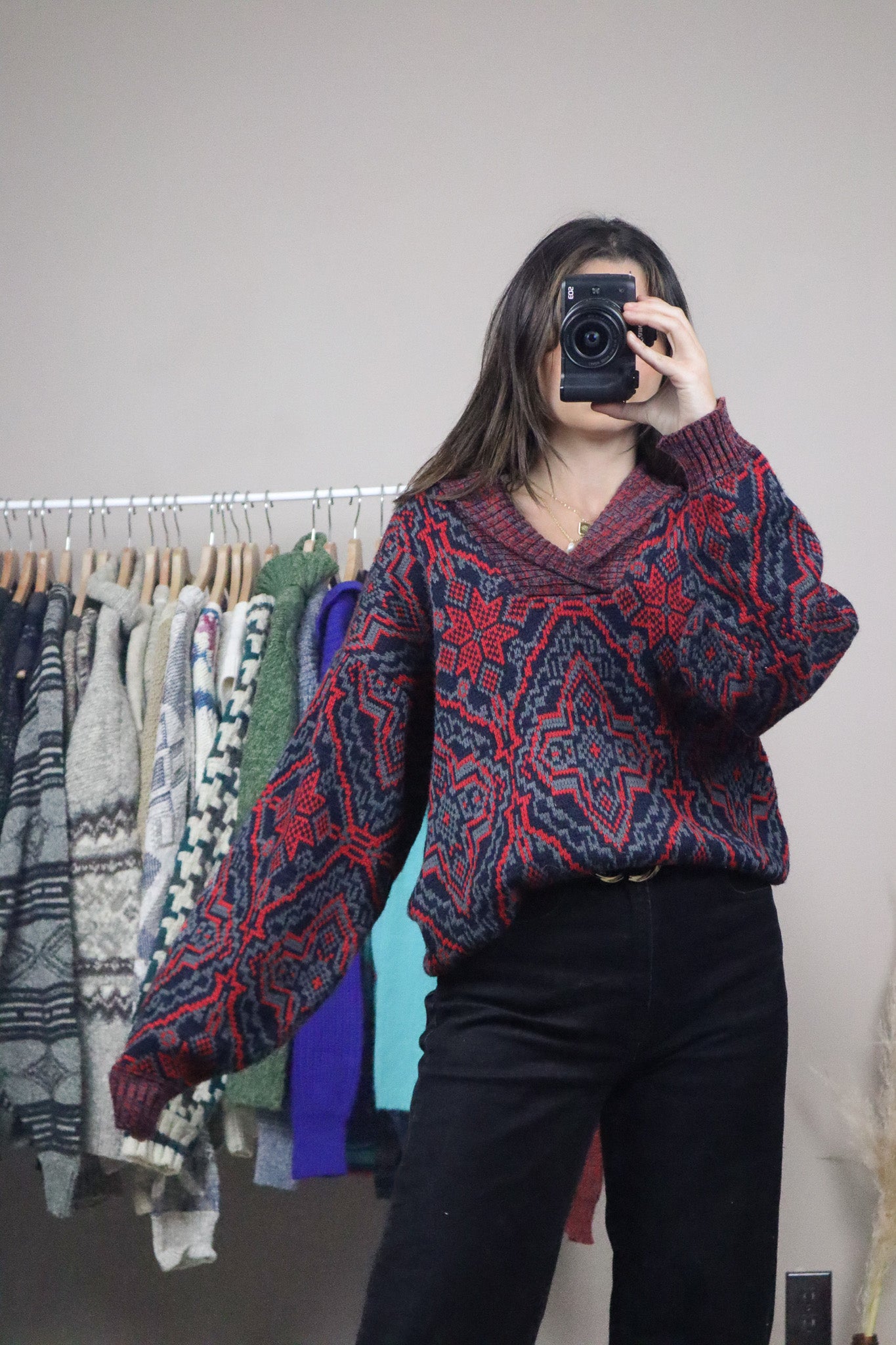 Made in Korea x Vintage x Givenchy Patterned Wool Blend Knit (M)