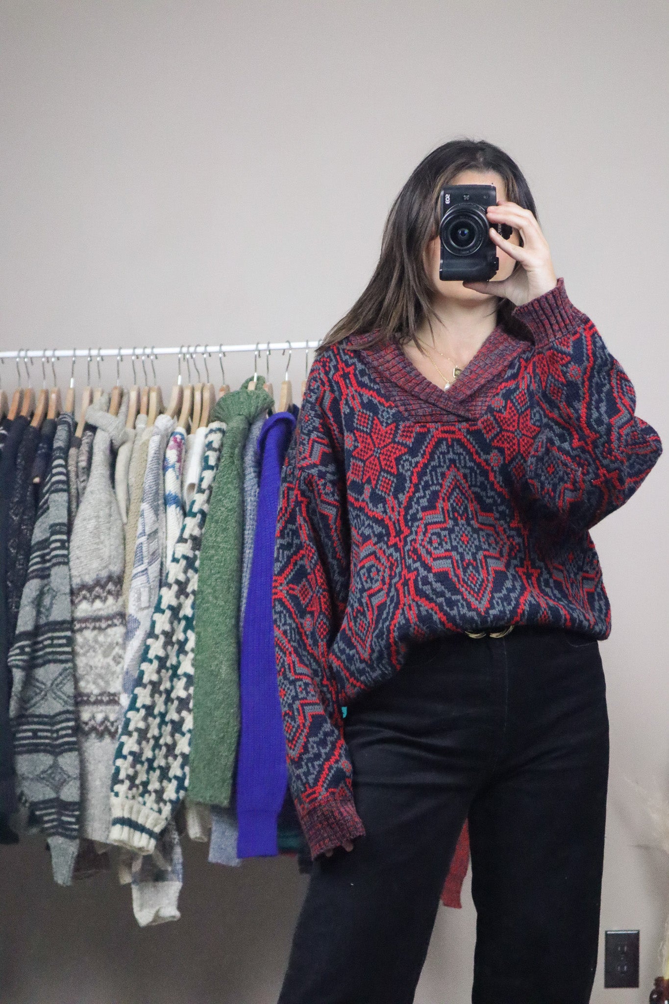 Made in Korea x Vintage x Givenchy Patterned Wool Blend Knit (M)