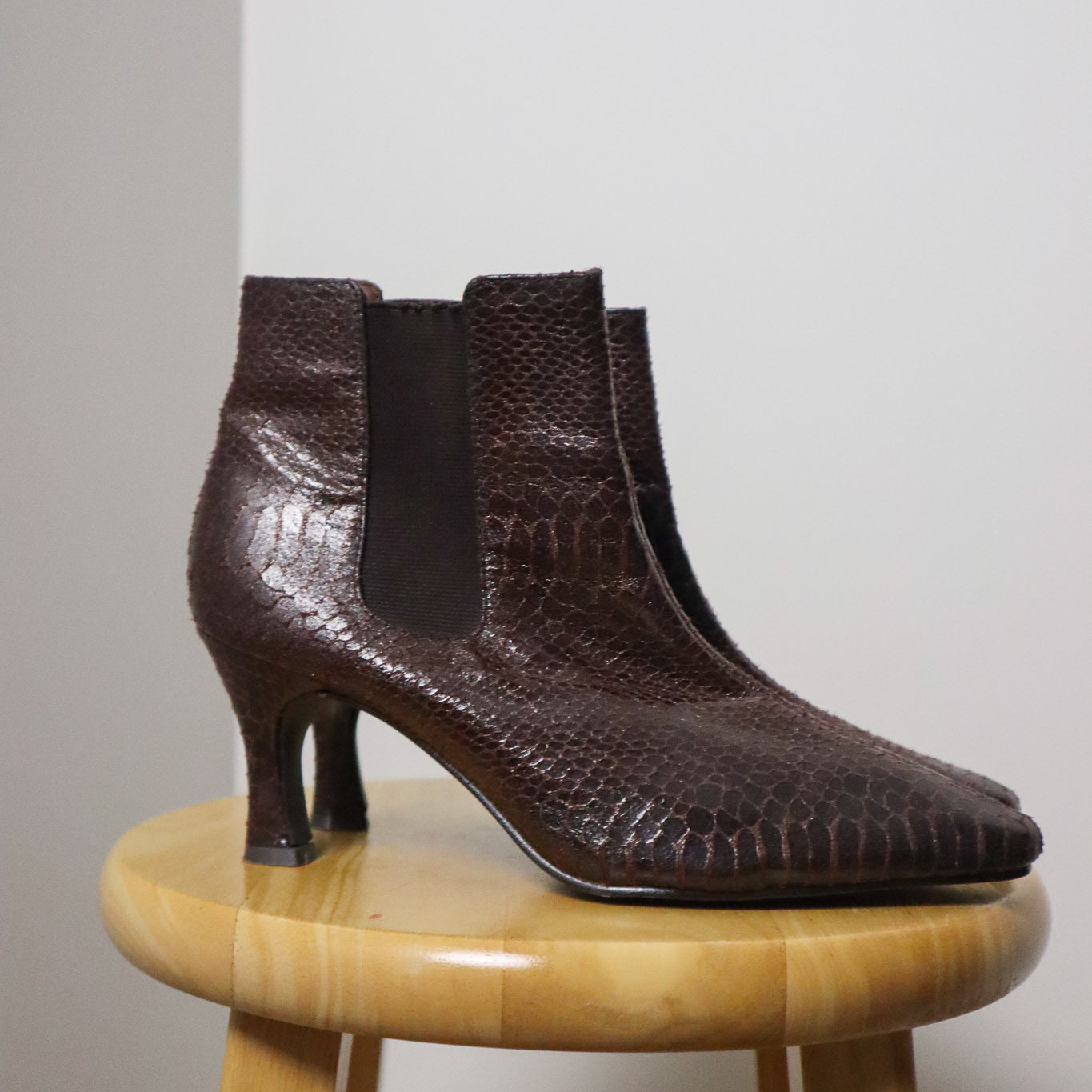 Vintage x Faux Snake Skin Boots (6/6.5)