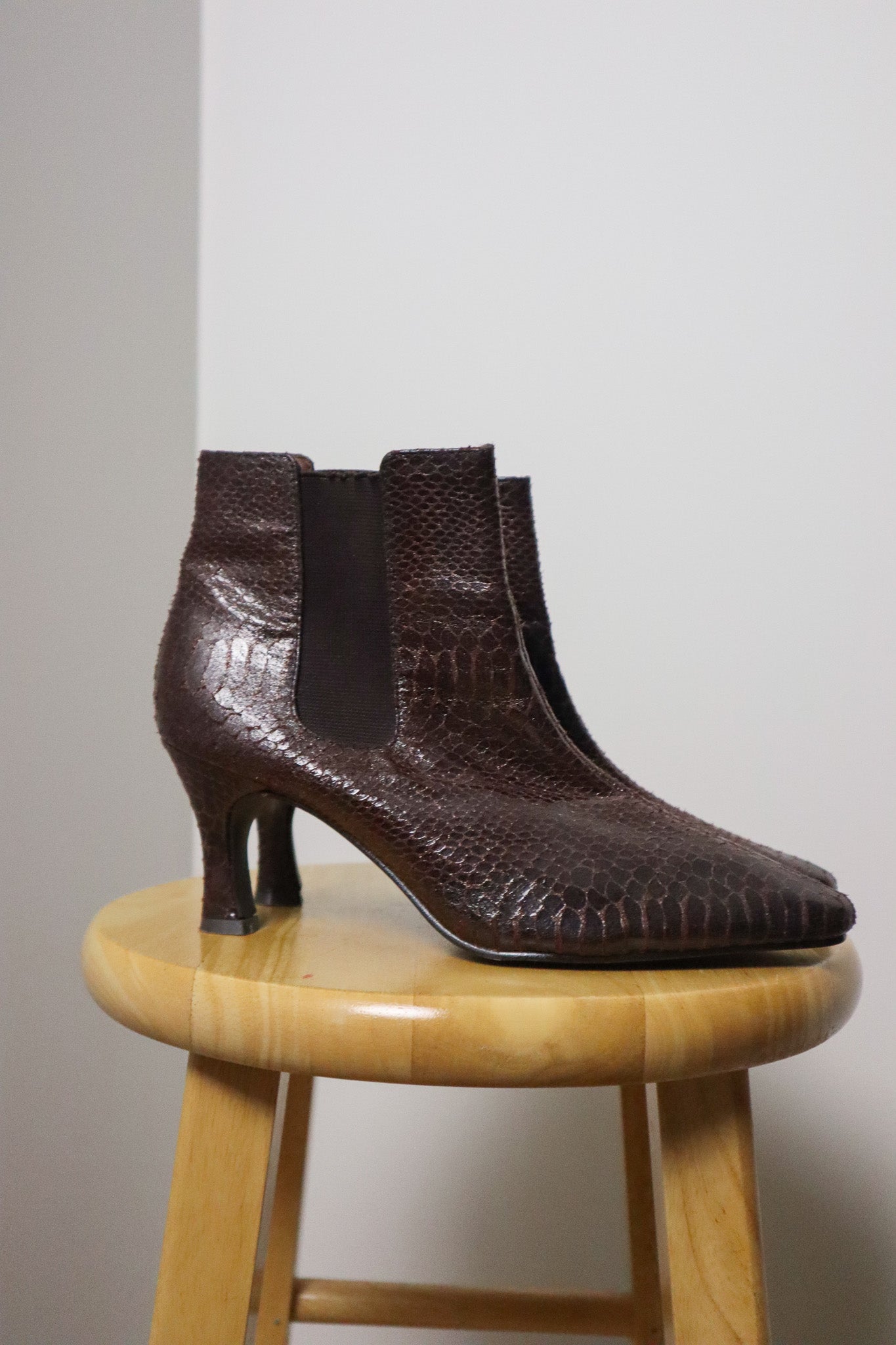 Vintage x Faux Snake Skin Boots (6/6.5)