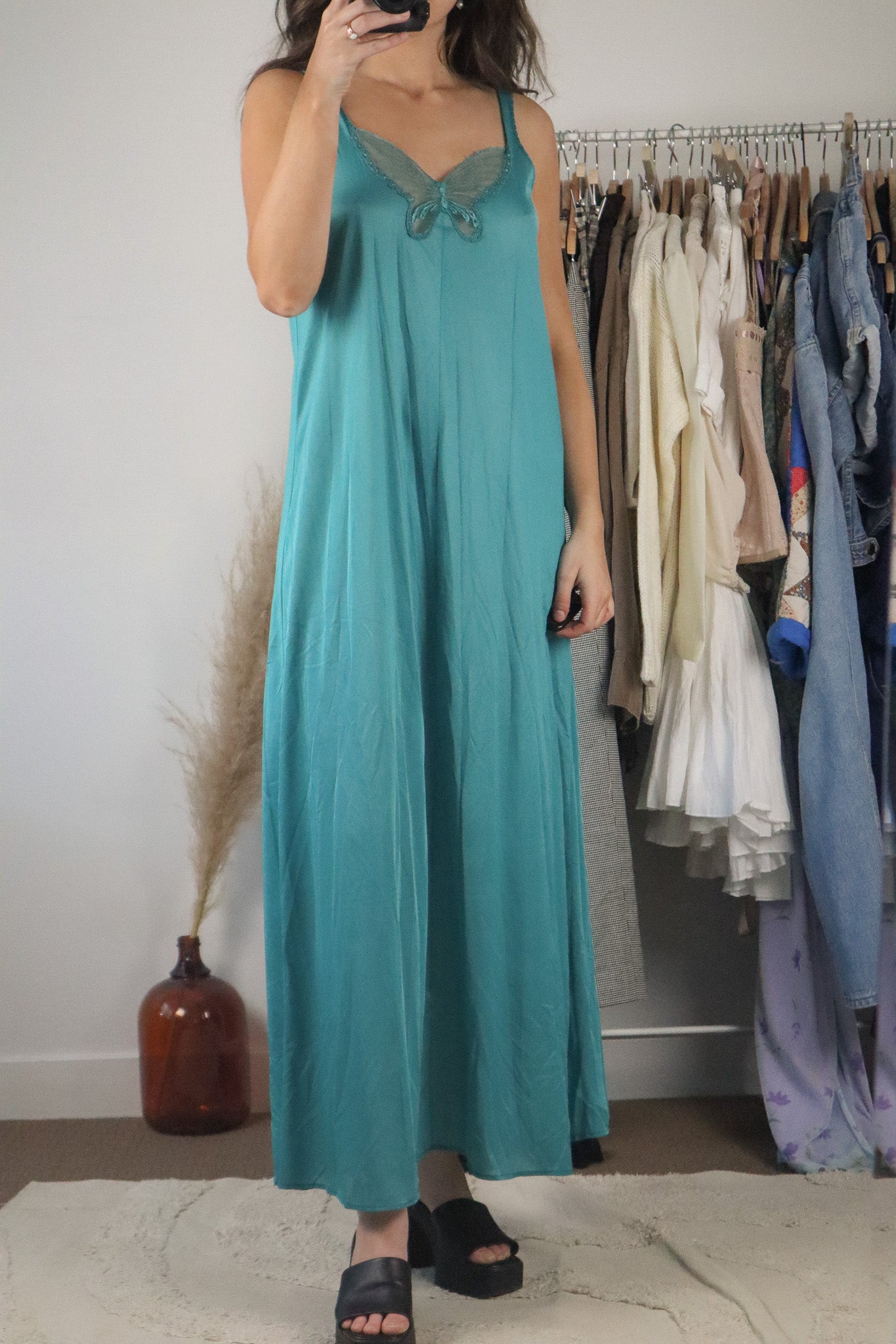 Vintage x Butterfly Slip Maxi Dress (M)