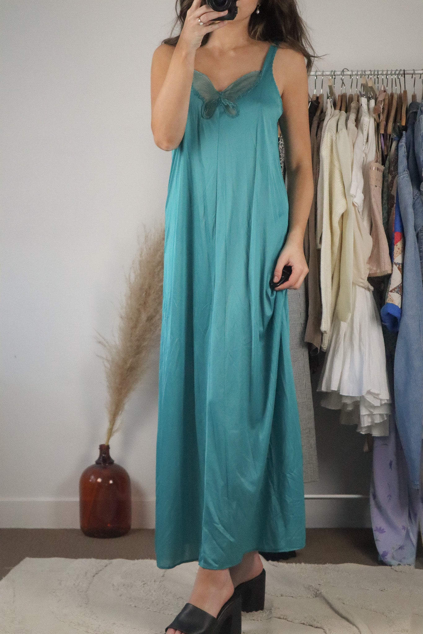Vintage x Butterfly Slip Maxi Dress (M)