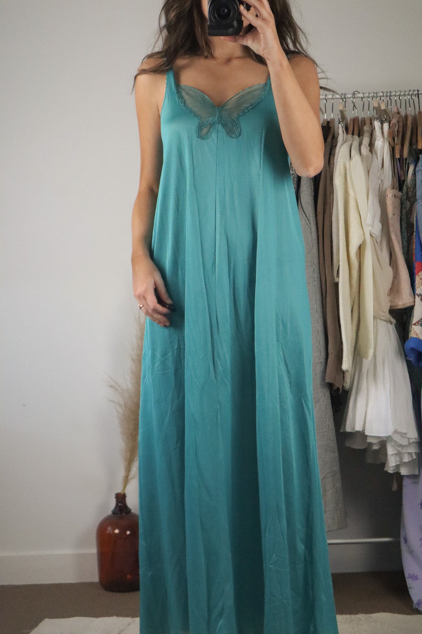 Vintage x Butterfly Slip Maxi Dress (M)