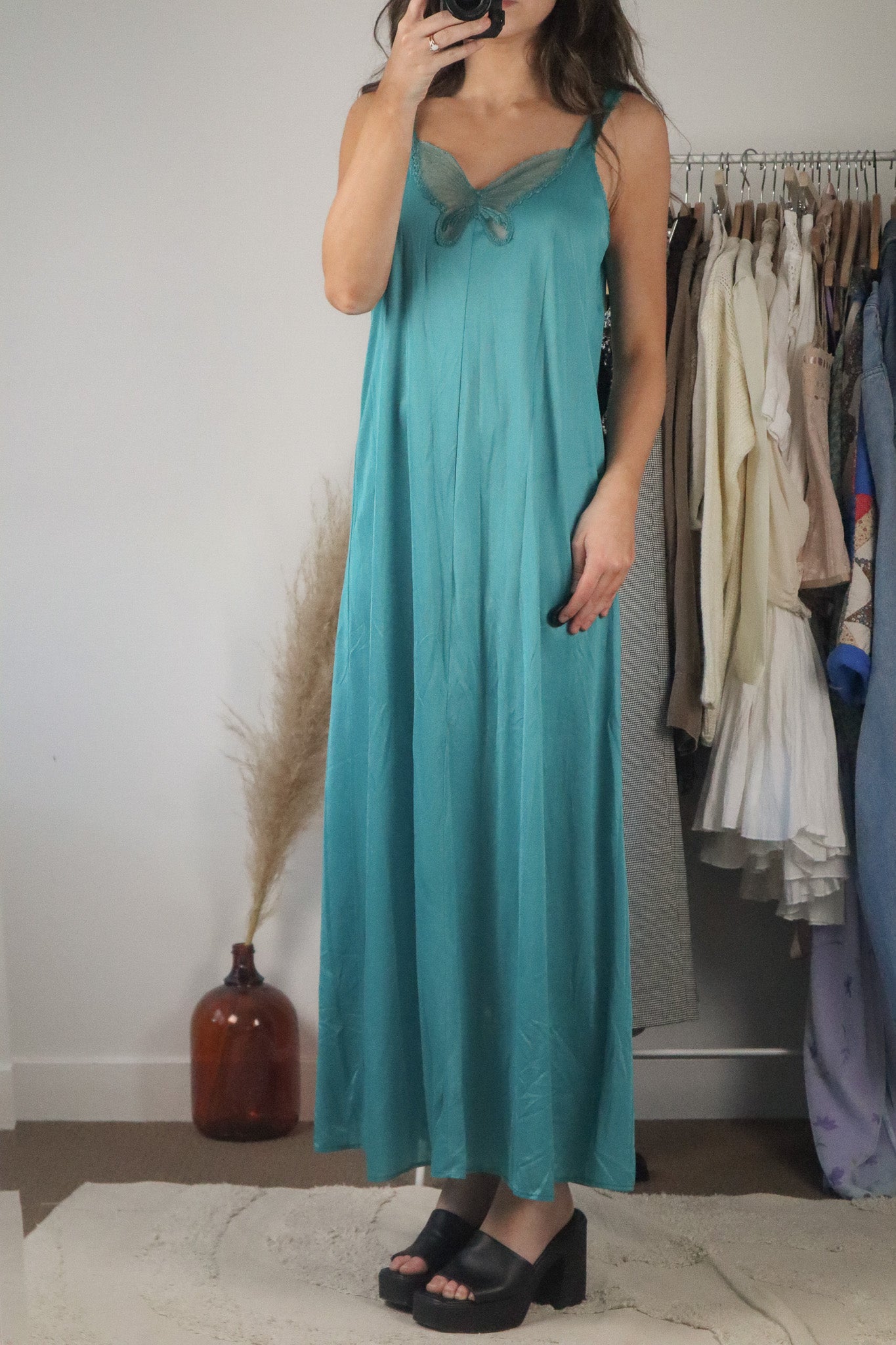 Vintage x Butterfly Slip Maxi Dress (M)