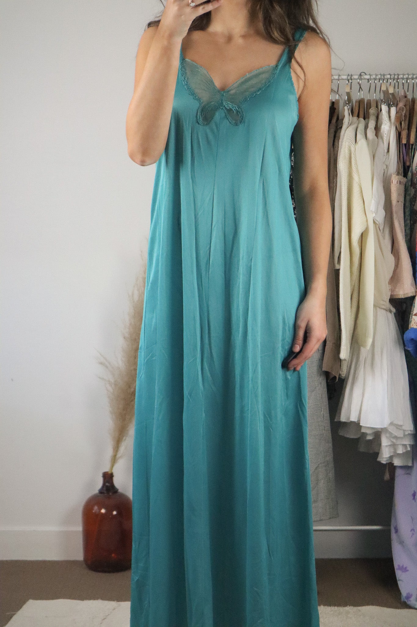 Vintage x Butterfly Slip Maxi Dress (M)