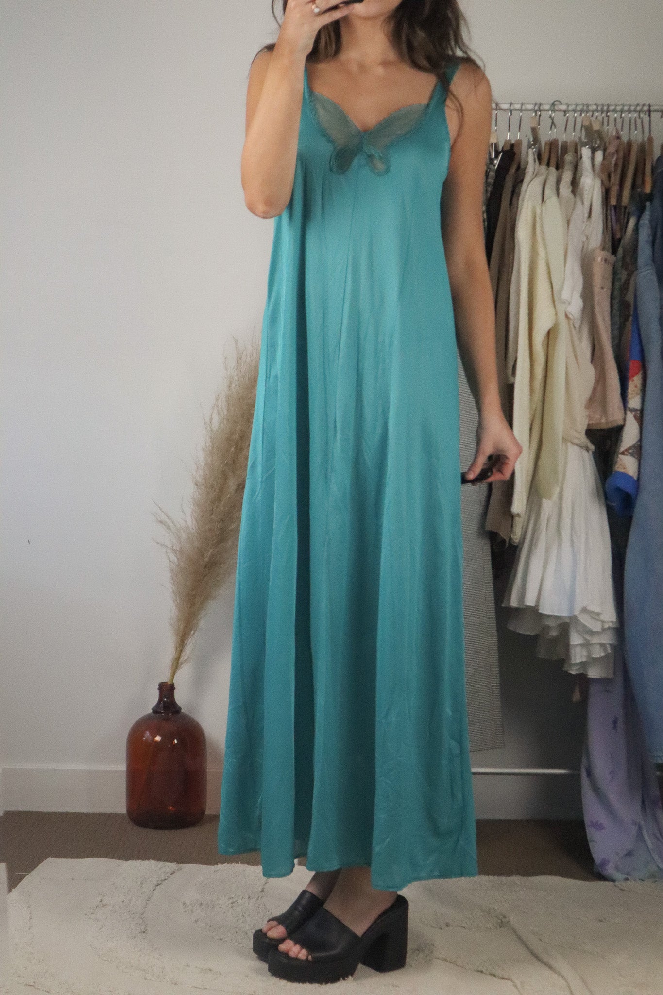 Vintage x Butterfly Slip Maxi Dress (M)