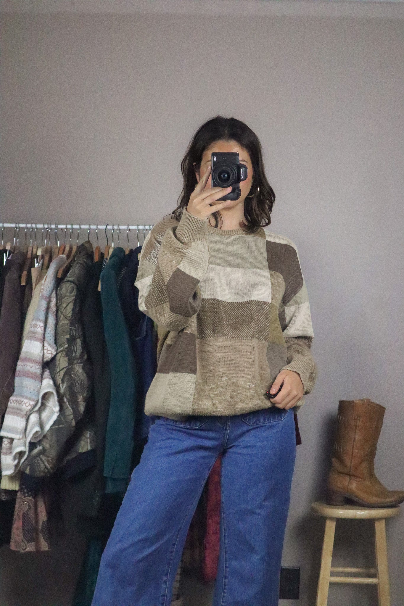 Made in USA x Vintage x Checkered Sweater (L)
