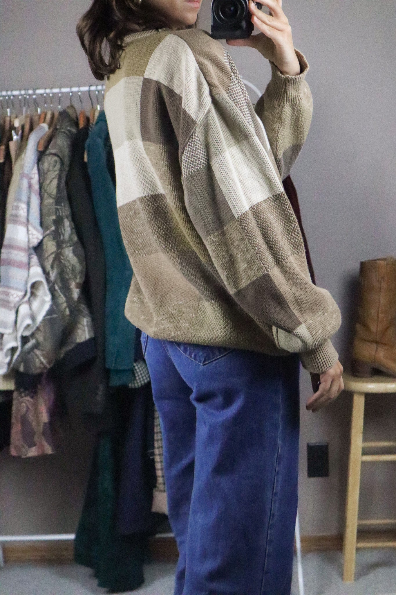 Made in USA x Vintage x Checkered Sweater (L)