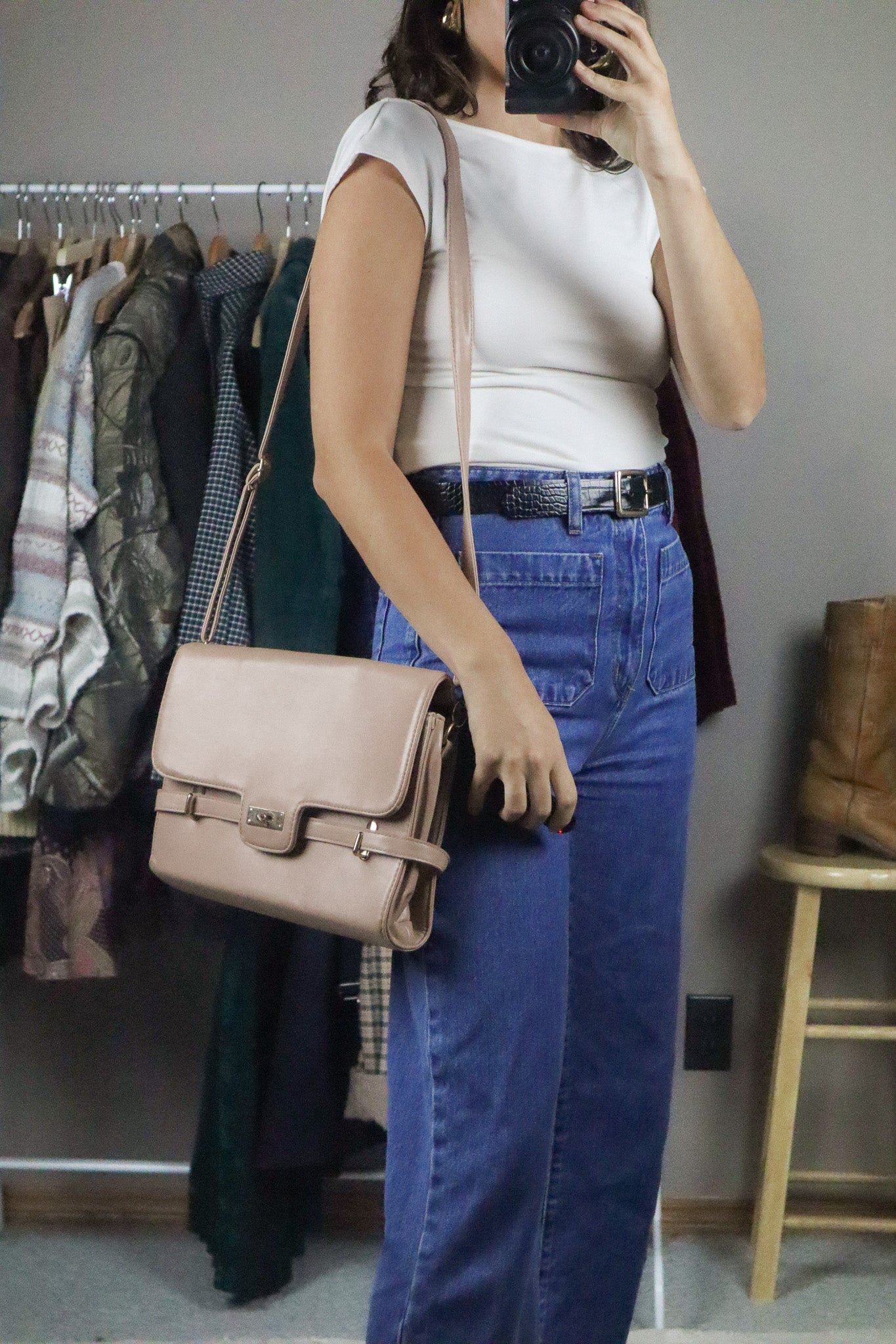 Vintage x Faux Leather Cross-Body Purse