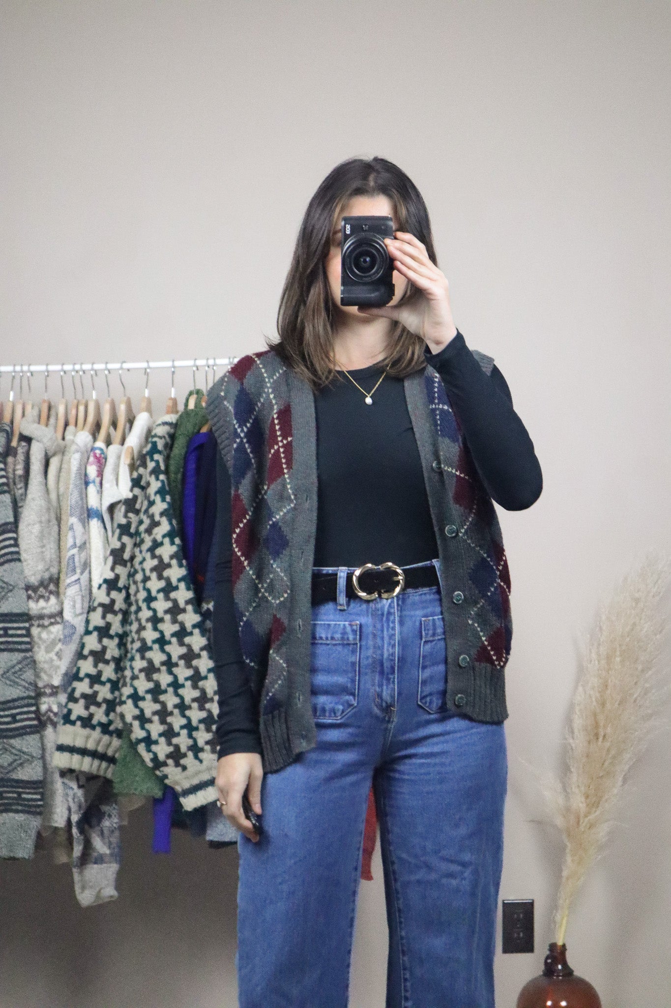 Vintage x Wool Argyle Vest (L)