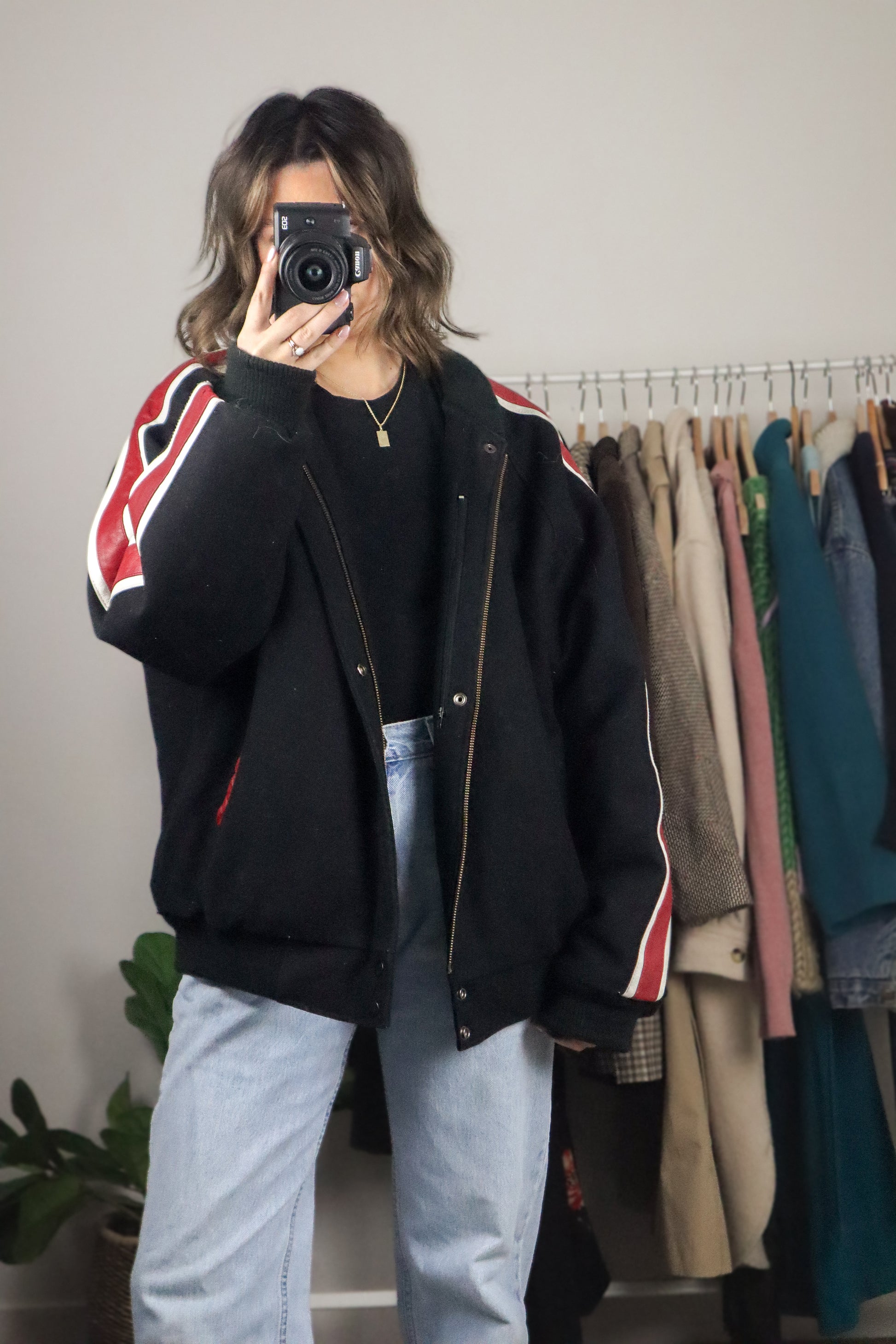 Vintage x Wool & Leather Bomber Coat (L)