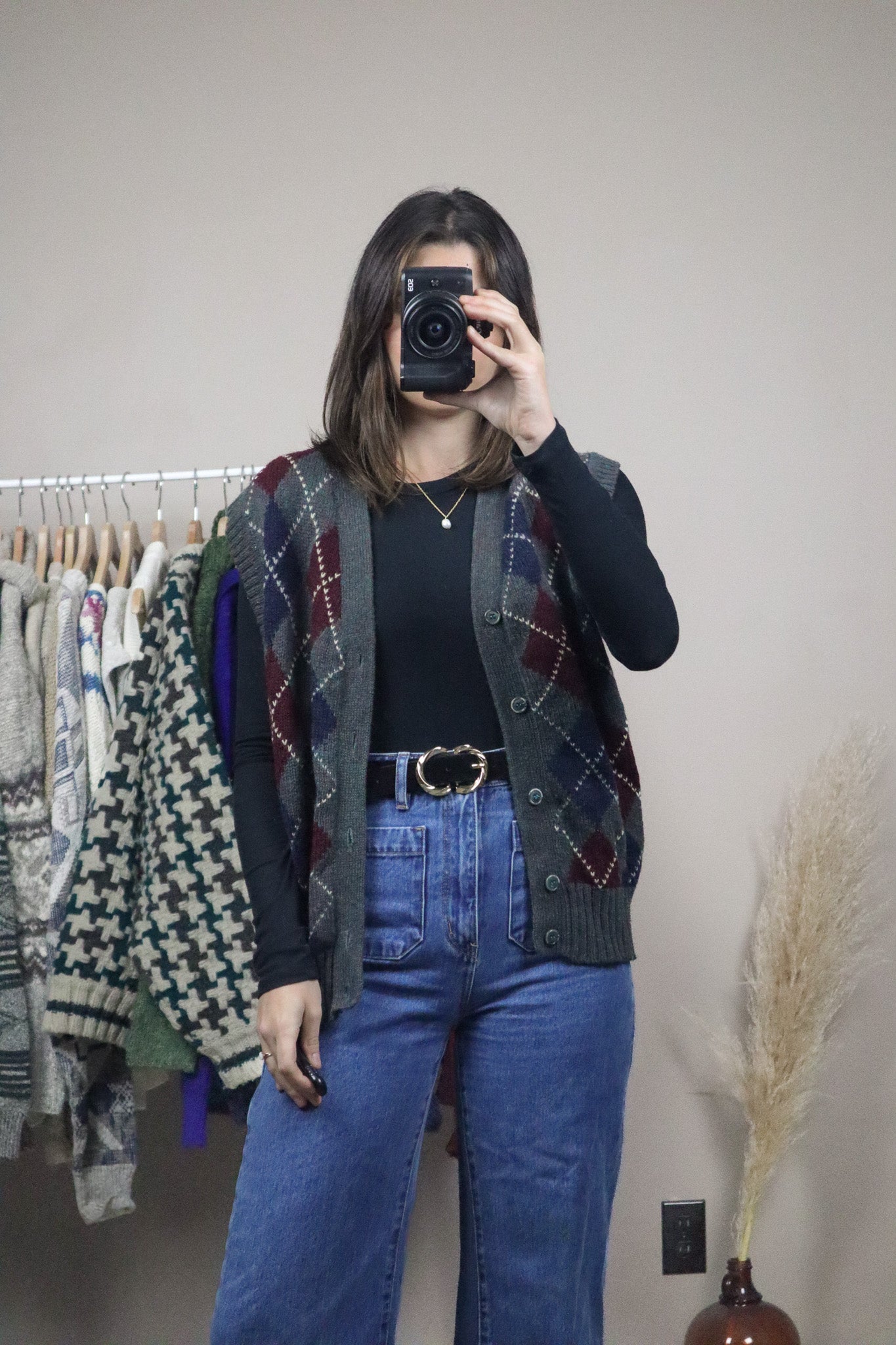 Vintage x Wool Argyle Vest (L)