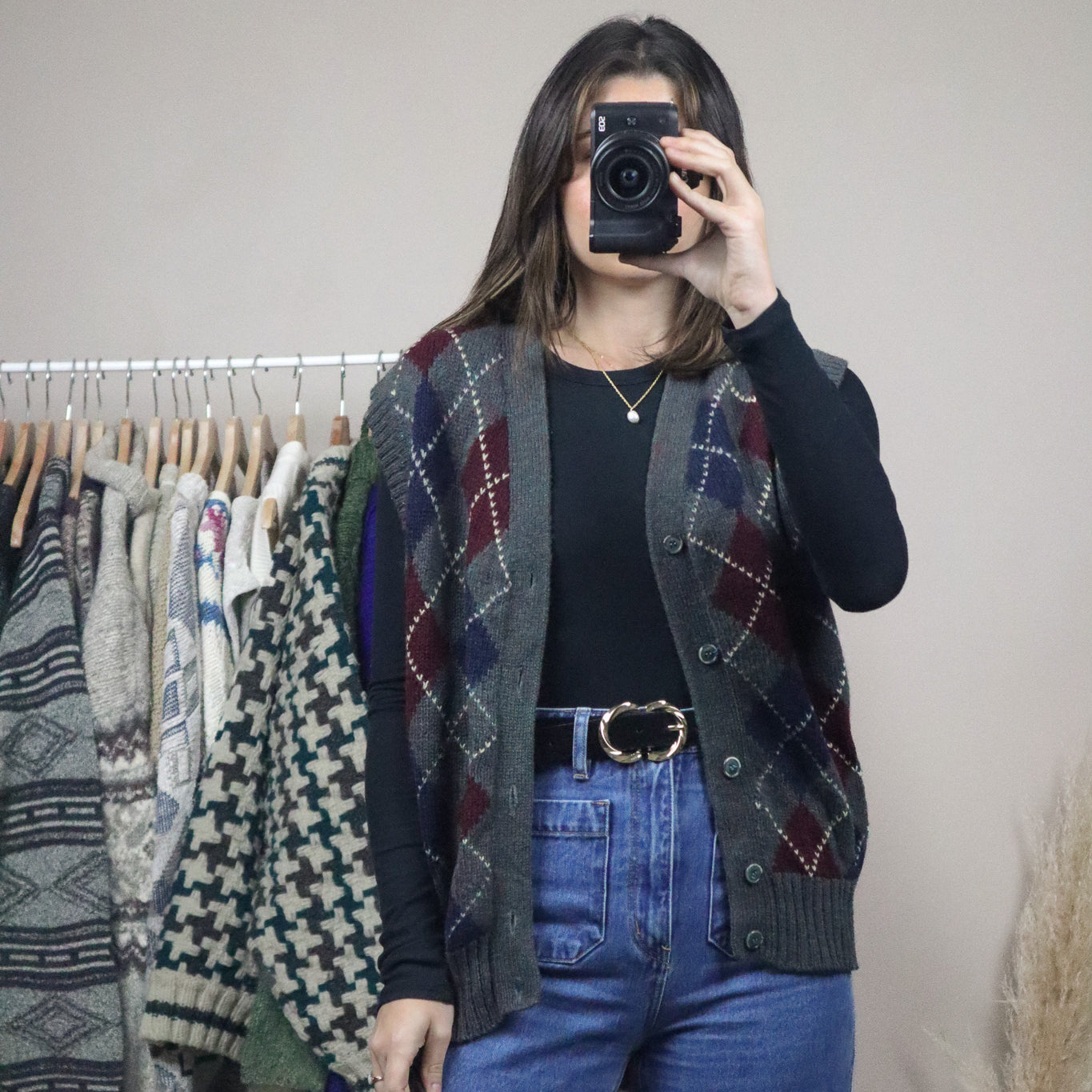 Vintage x Wool Argyle Vest (L)