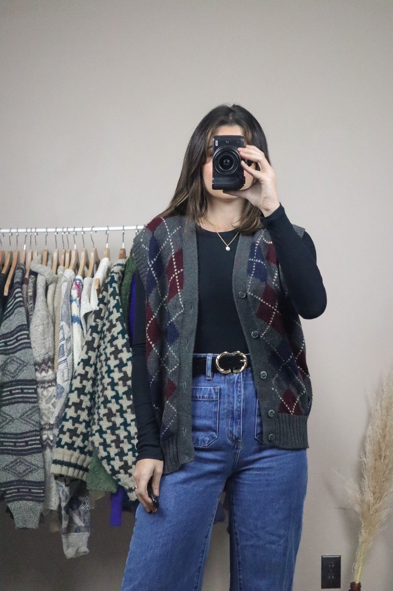 Vintage x Wool Argyle Vest (L)