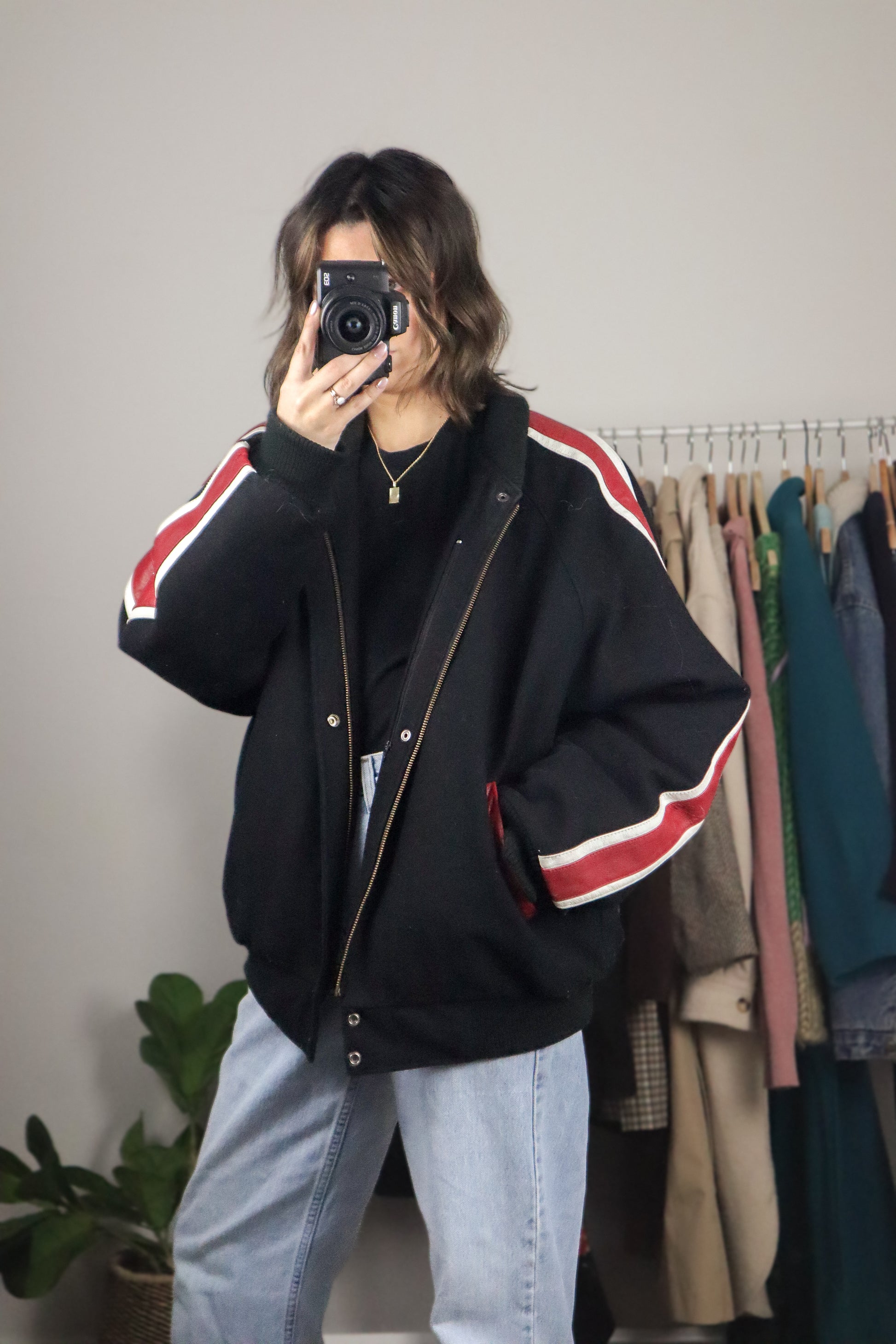 Vintage x Wool & Leather Bomber Coat (L)