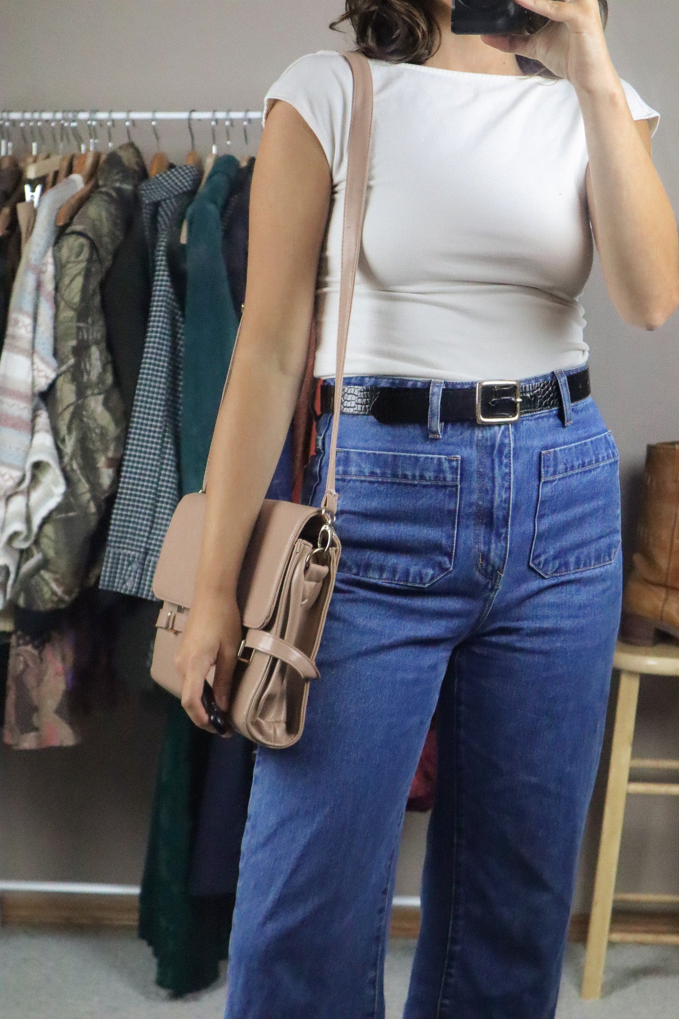 Vintage x Faux Leather Cross-Body Purse