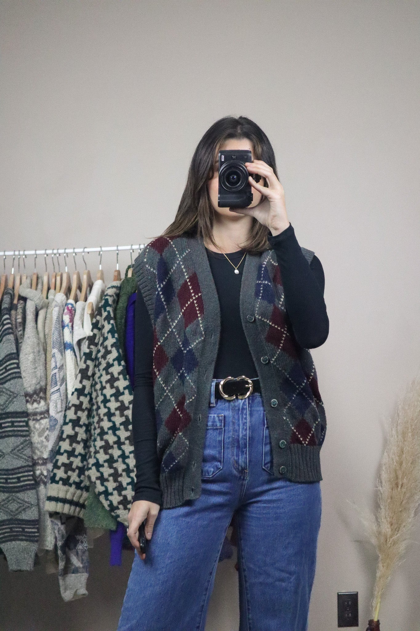 Vintage x Wool Argyle Vest (L)