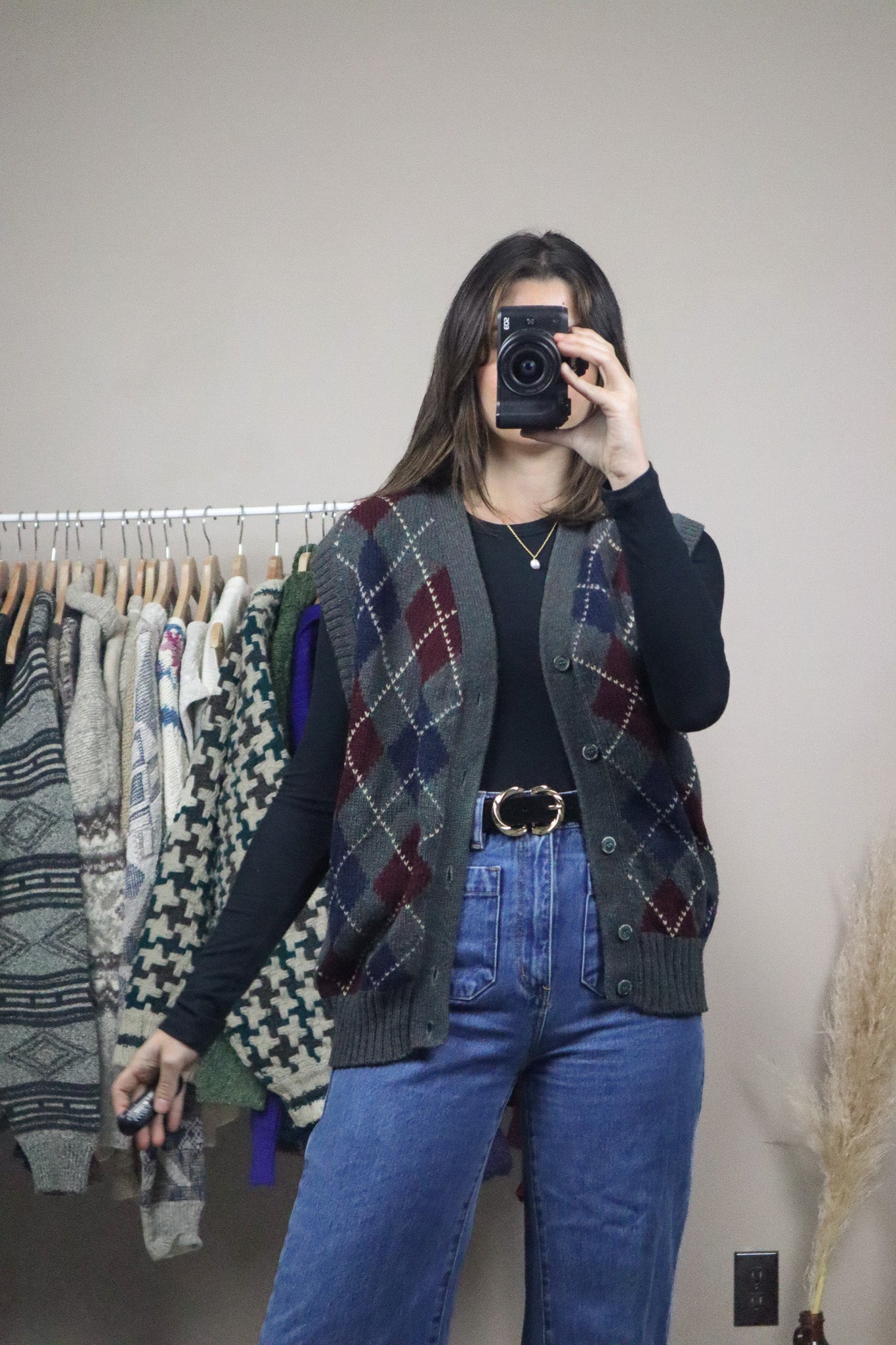 Vintage x Wool Argyle Vest (L)