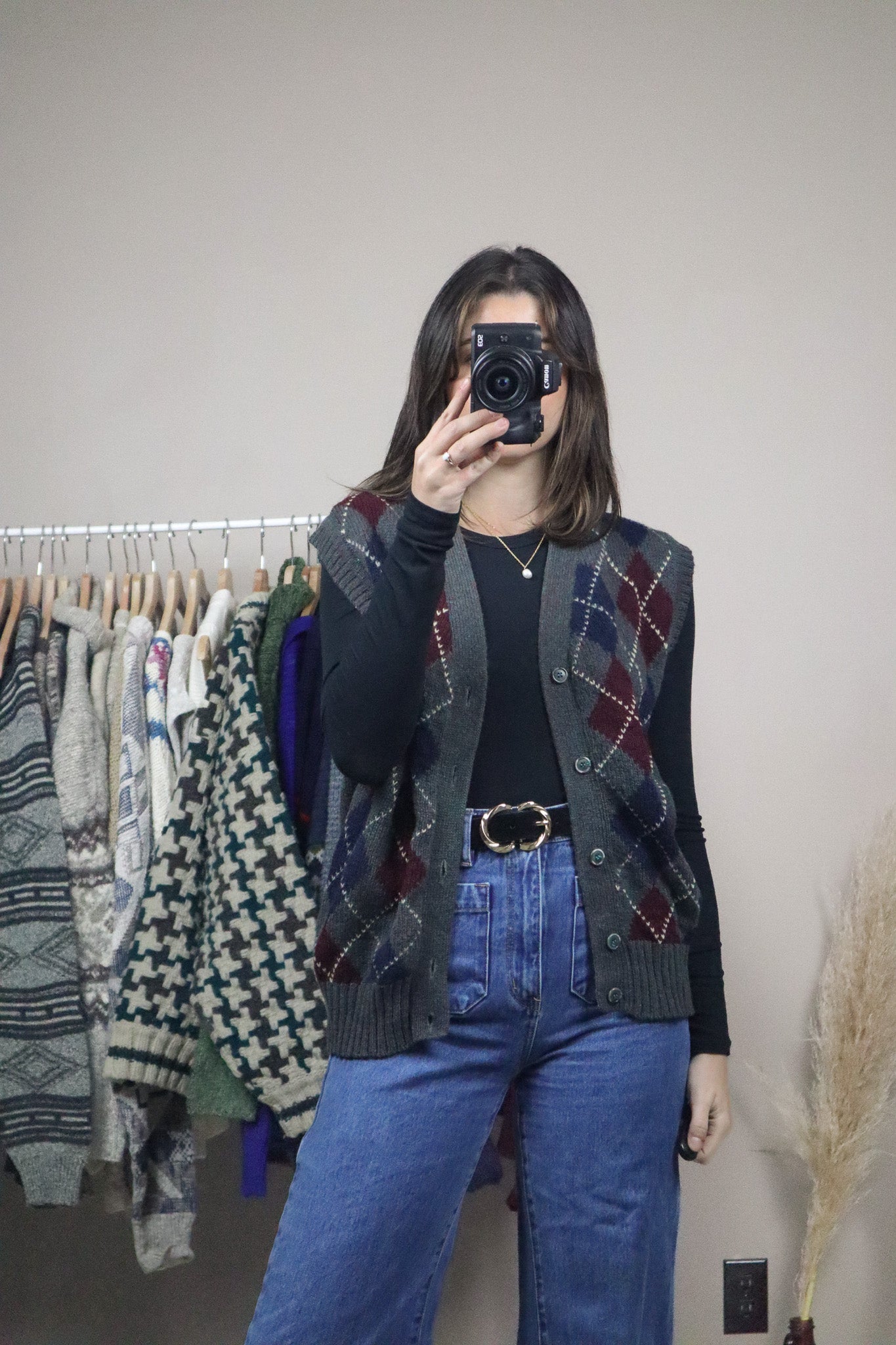 Vintage x Wool Argyle Vest (L)