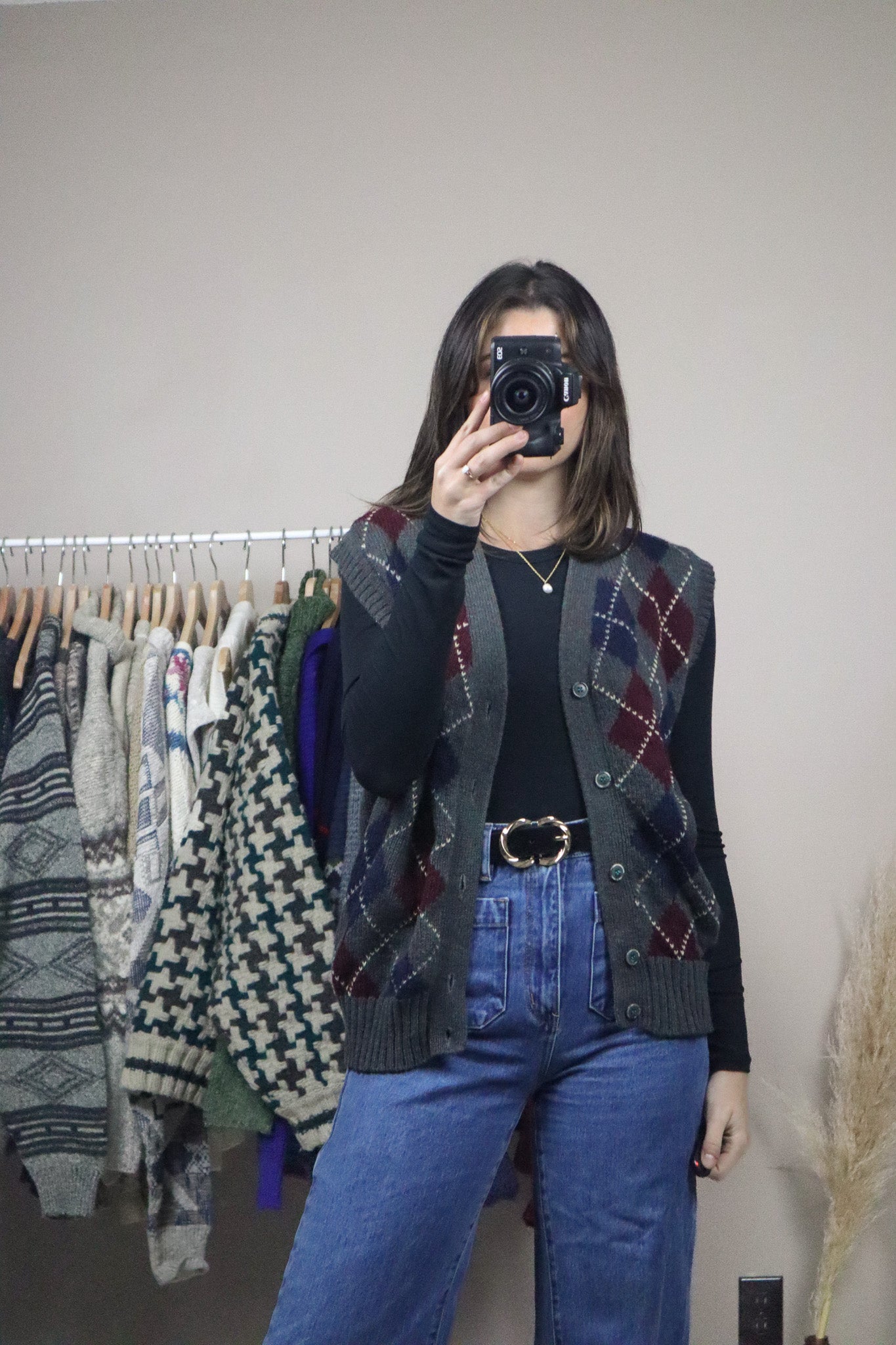 Vintage x Wool Argyle Vest (L)