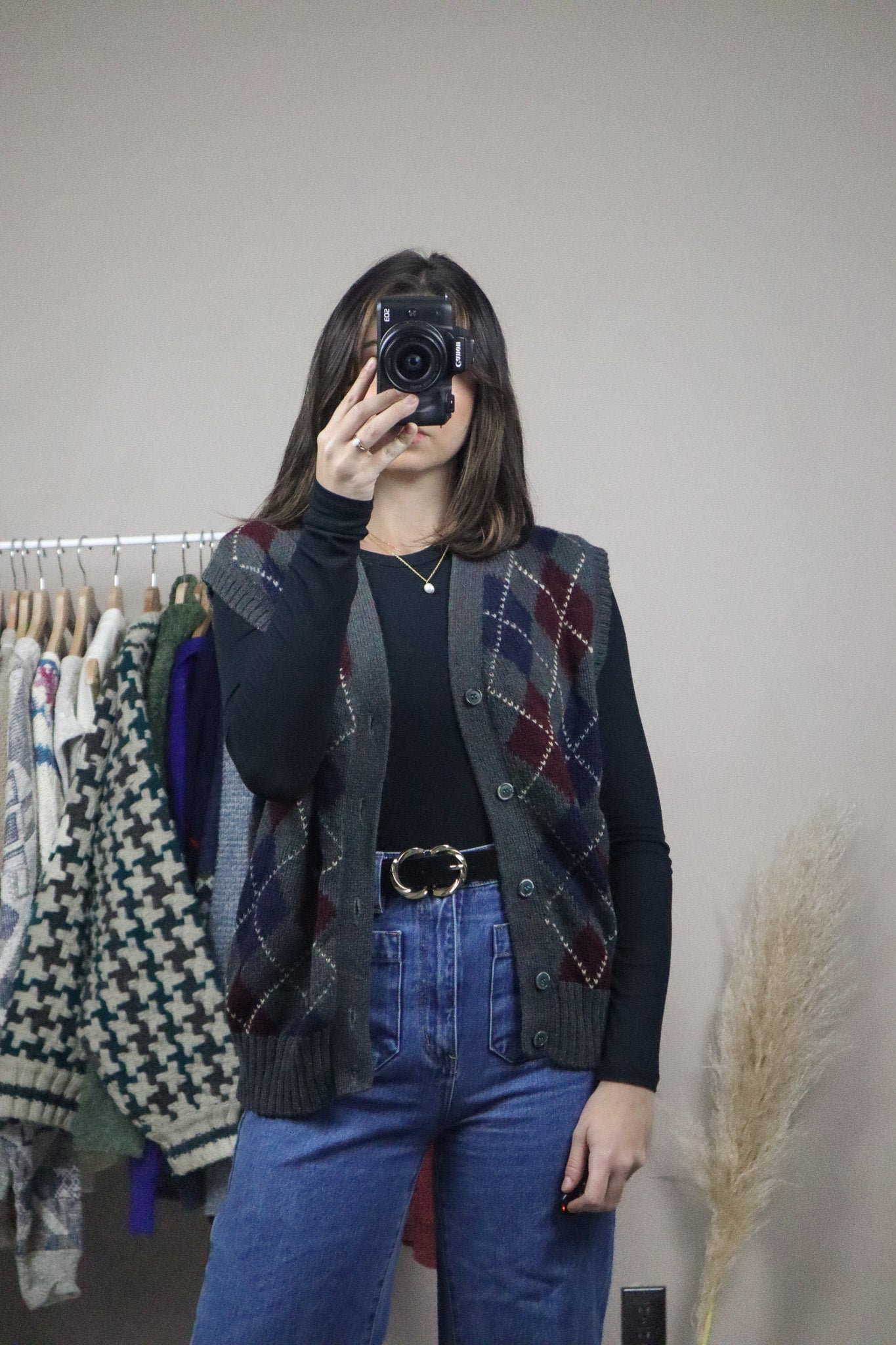 Vintage x Wool Argyle Vest (L)