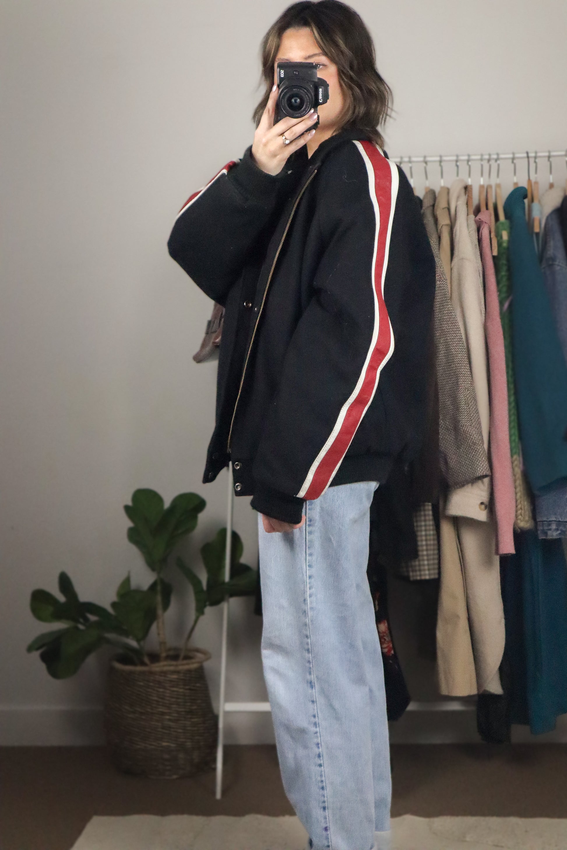 Vintage x Wool & Leather Bomber Coat (L)
